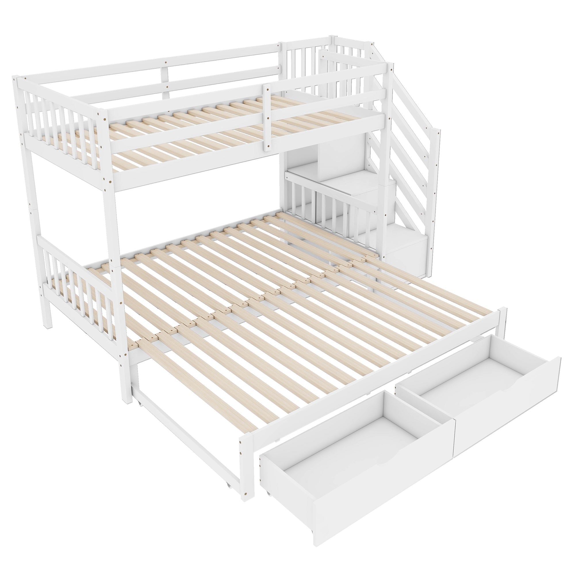 Logidon stapelbed 90x200 wit met uitschuifbaar bed 2 lades