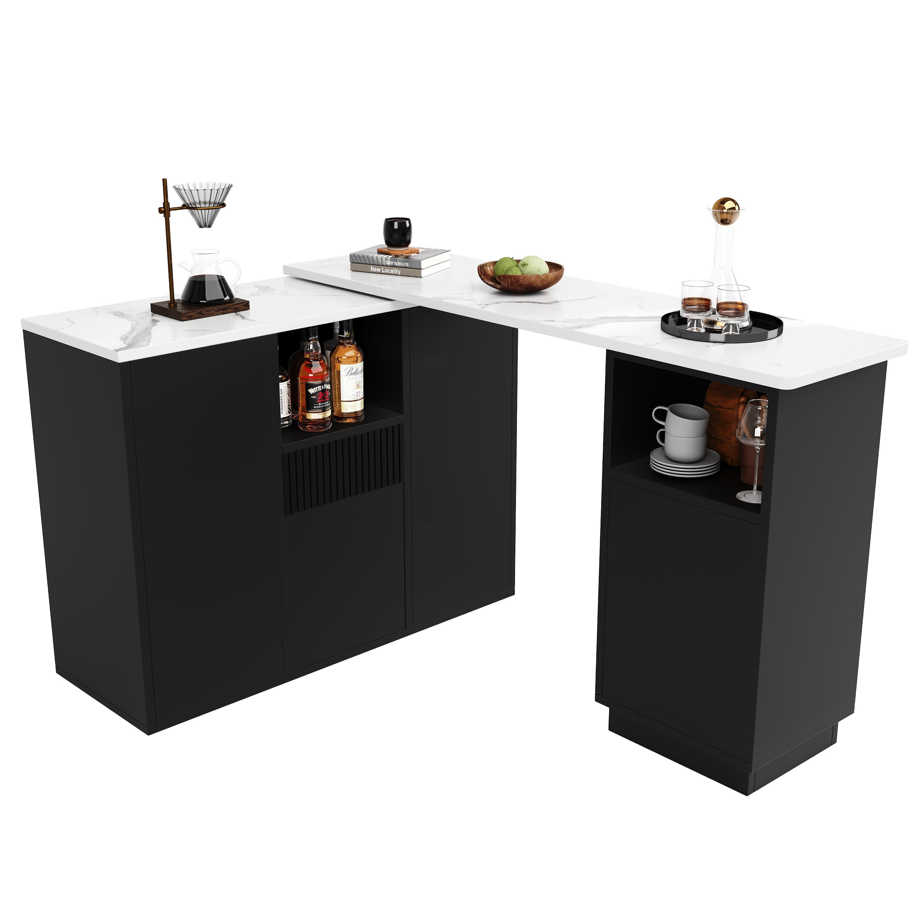 Logidon Draaibare Bartafel 360 Graden Zwart 210 x 30 x 100,9 cm