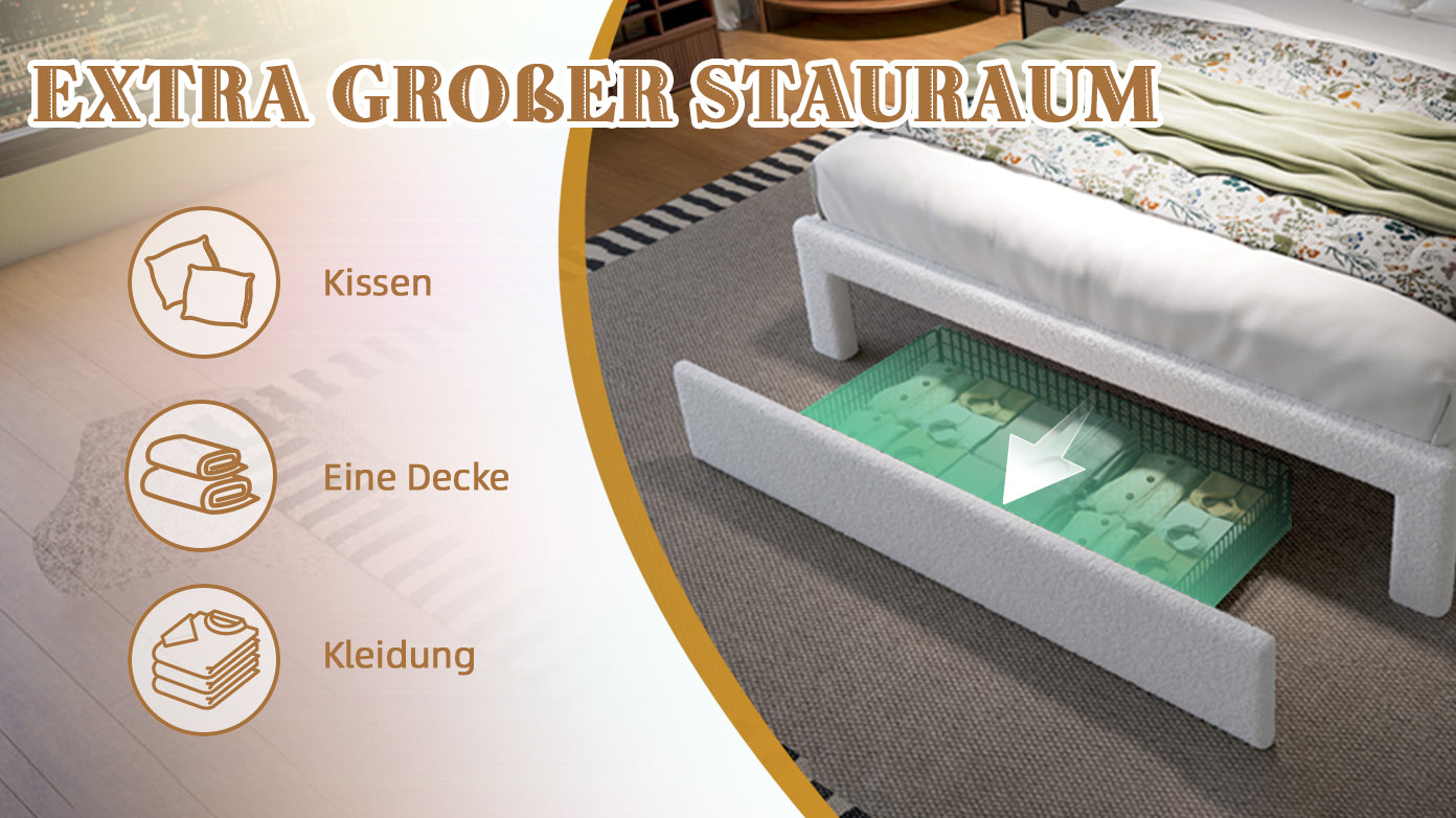 Logidon bedframe wit fluweel 160x200 cm met teddy fluwelen hoes