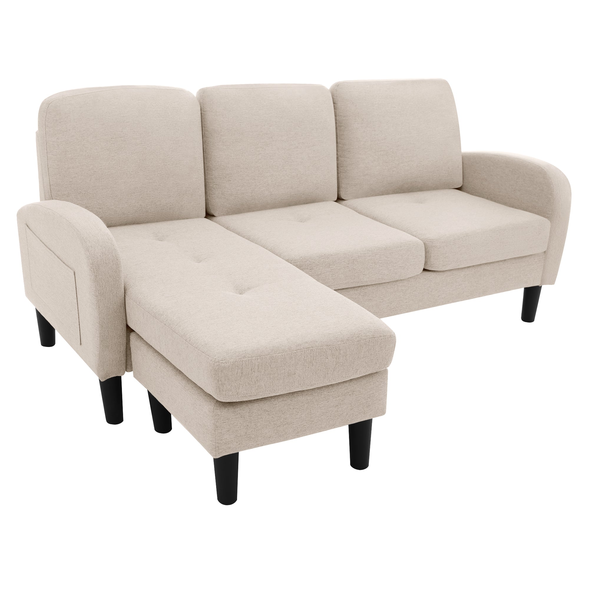 Logidon L hoekbank met chaise longue 3-zits beige 166x118x77 cm