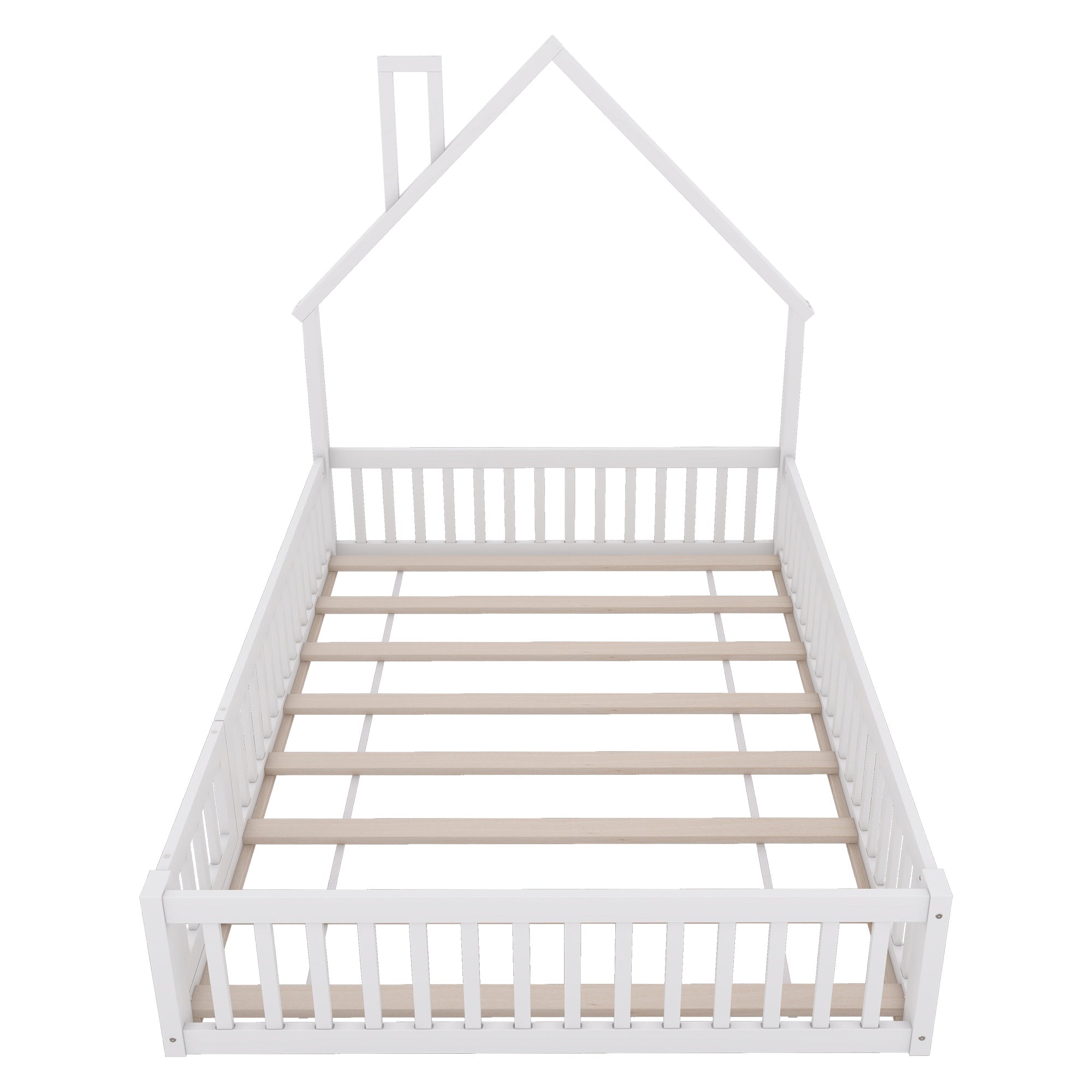 Logidon kinderbed 140x200 schouwvorm wit grenenhout met lattenbodem