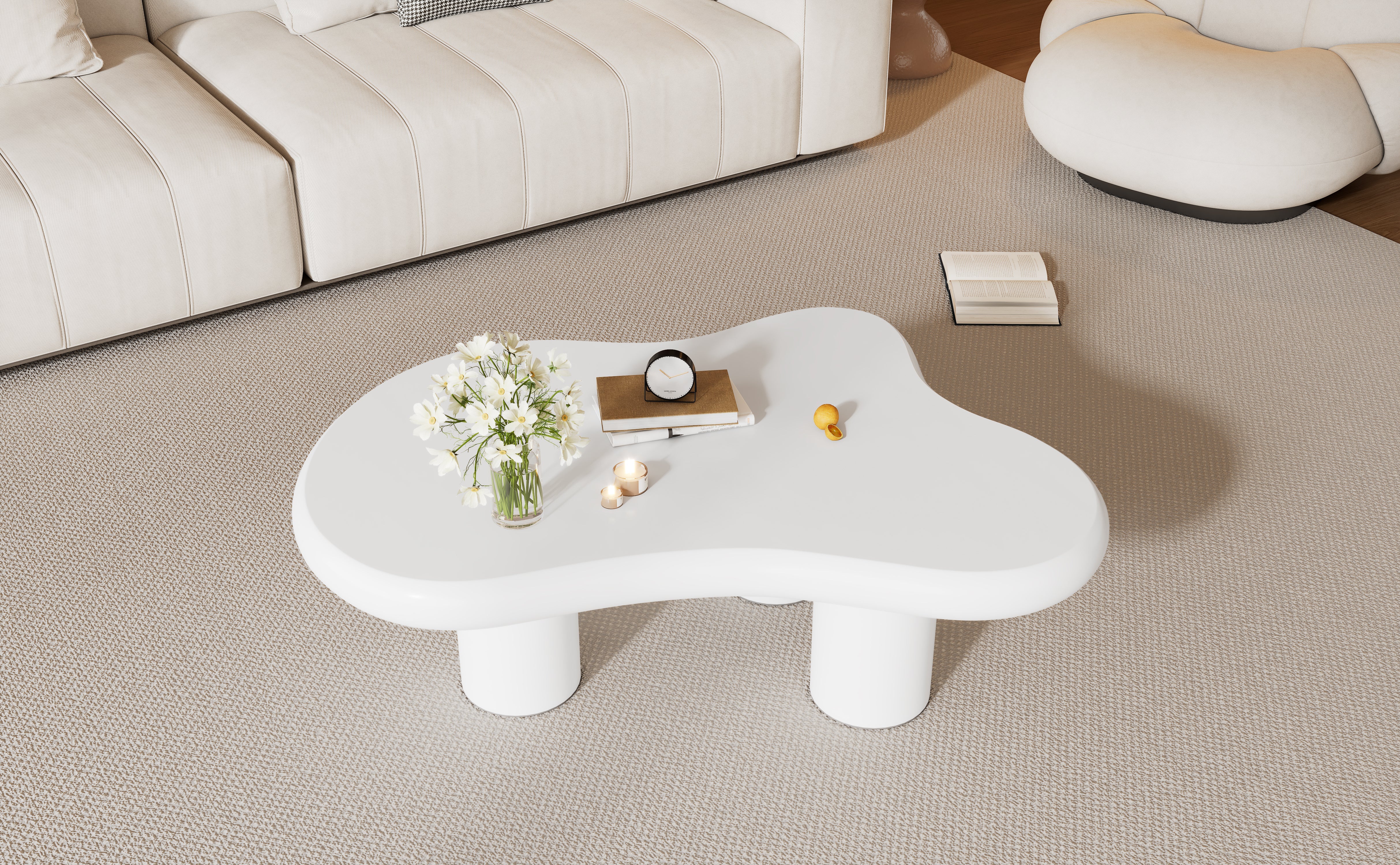 Logidon wolkvormige salontafel wit 97x67x32 cm MDF gelakt oppervlak