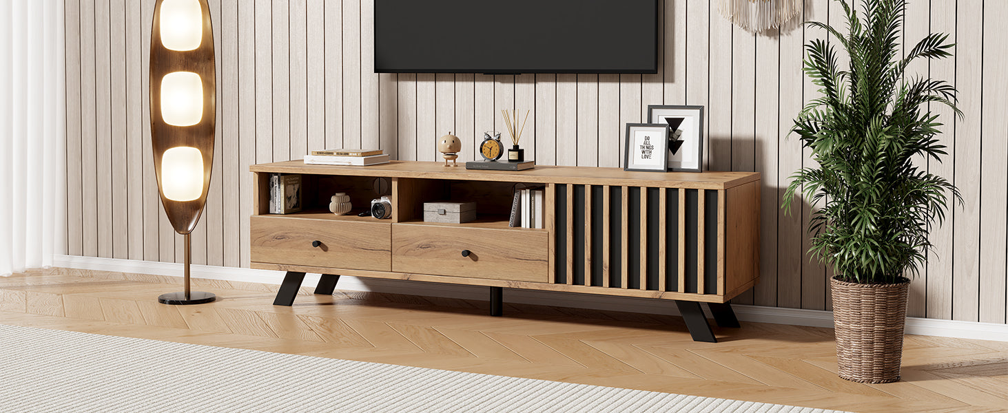 Logidon TV-meubel 150 x 38 x 44 cm natuurlijke houtlook 2 lades
