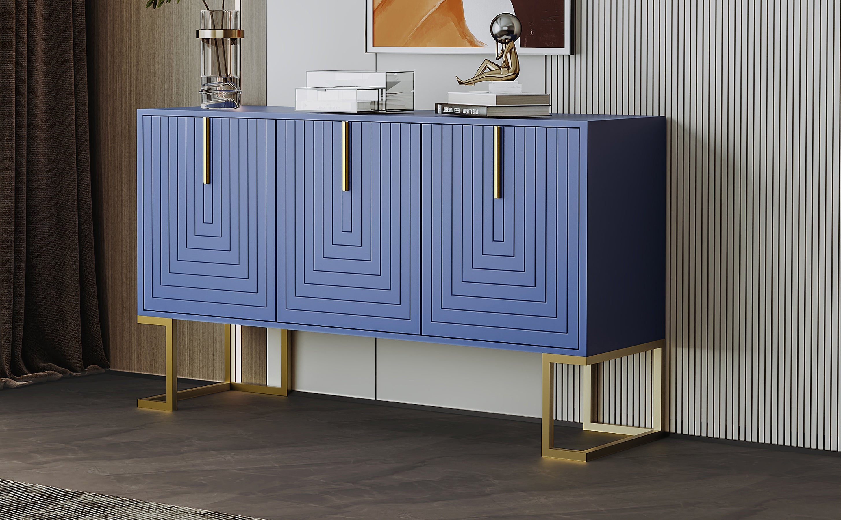 Logidon marineblauw dressoir met 3 deuren en verstelbare planken