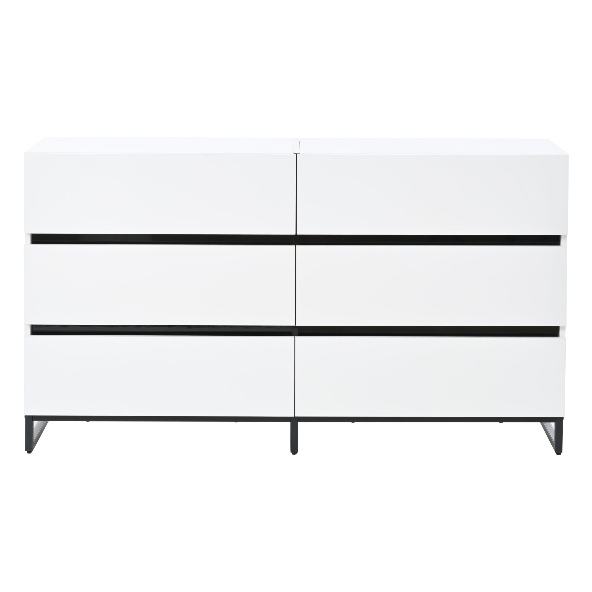 Logidon dressoir 140 cm hoogglans wit zwart met 6 lades