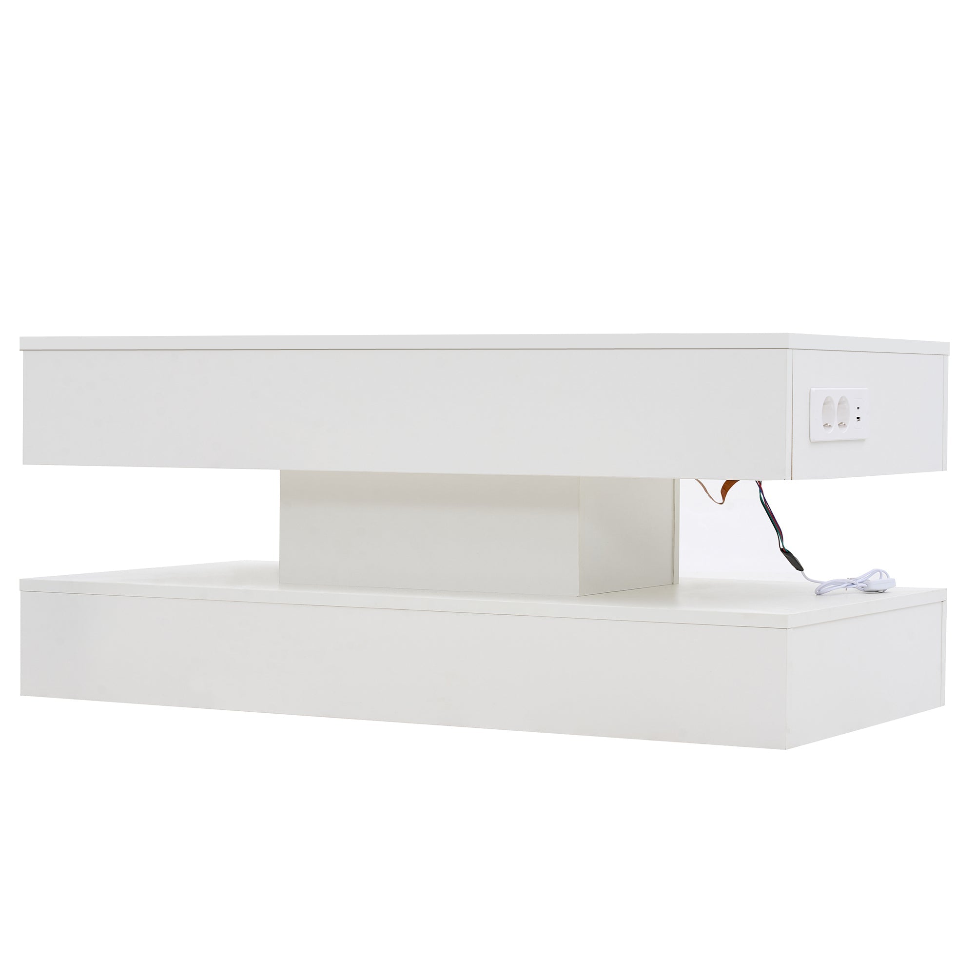 Logidon salontafel LED-verlichting en opbergruimte wit 100x50 cm
