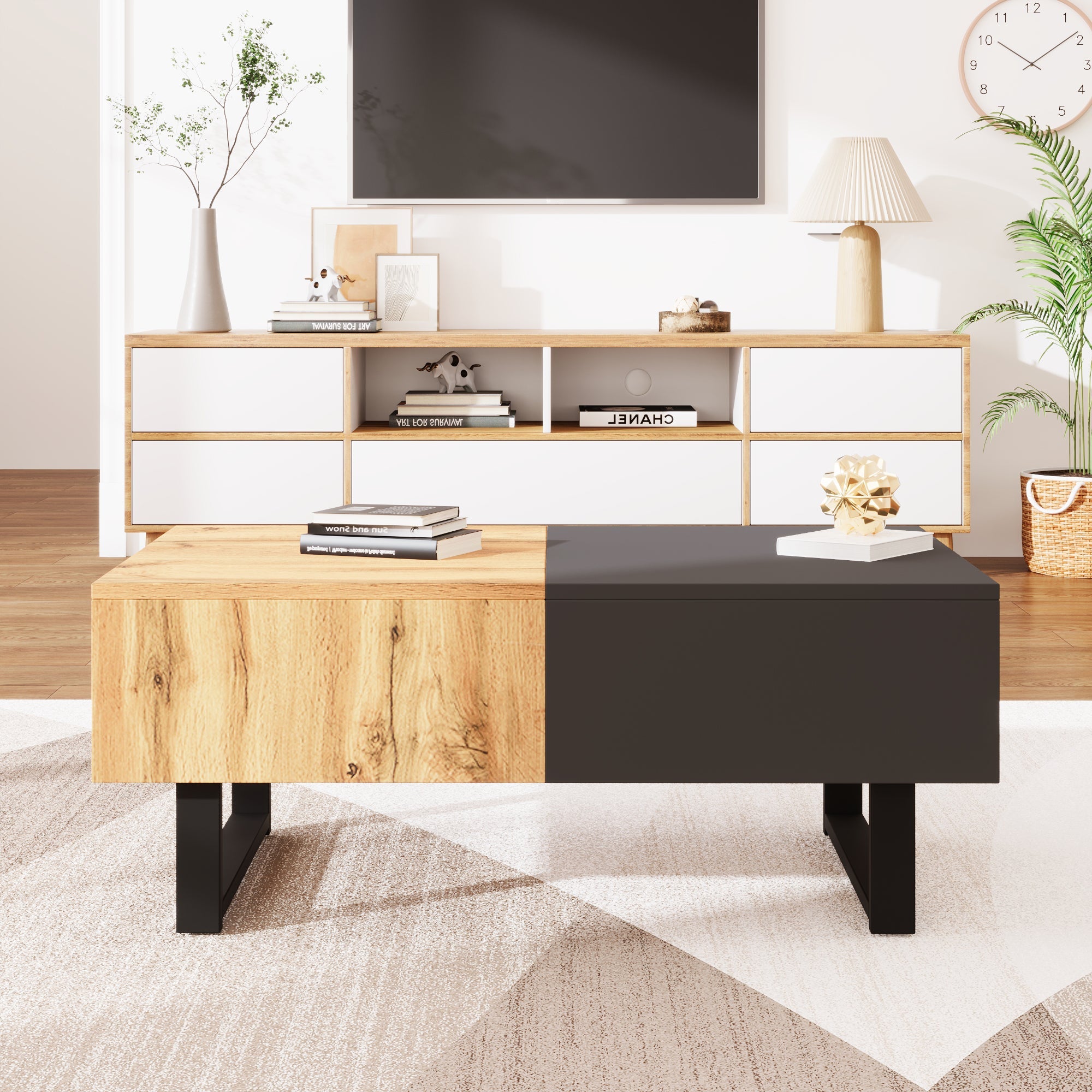 Logidon Salontafel met verschuifbare opbergruimte 155x55x22 cm