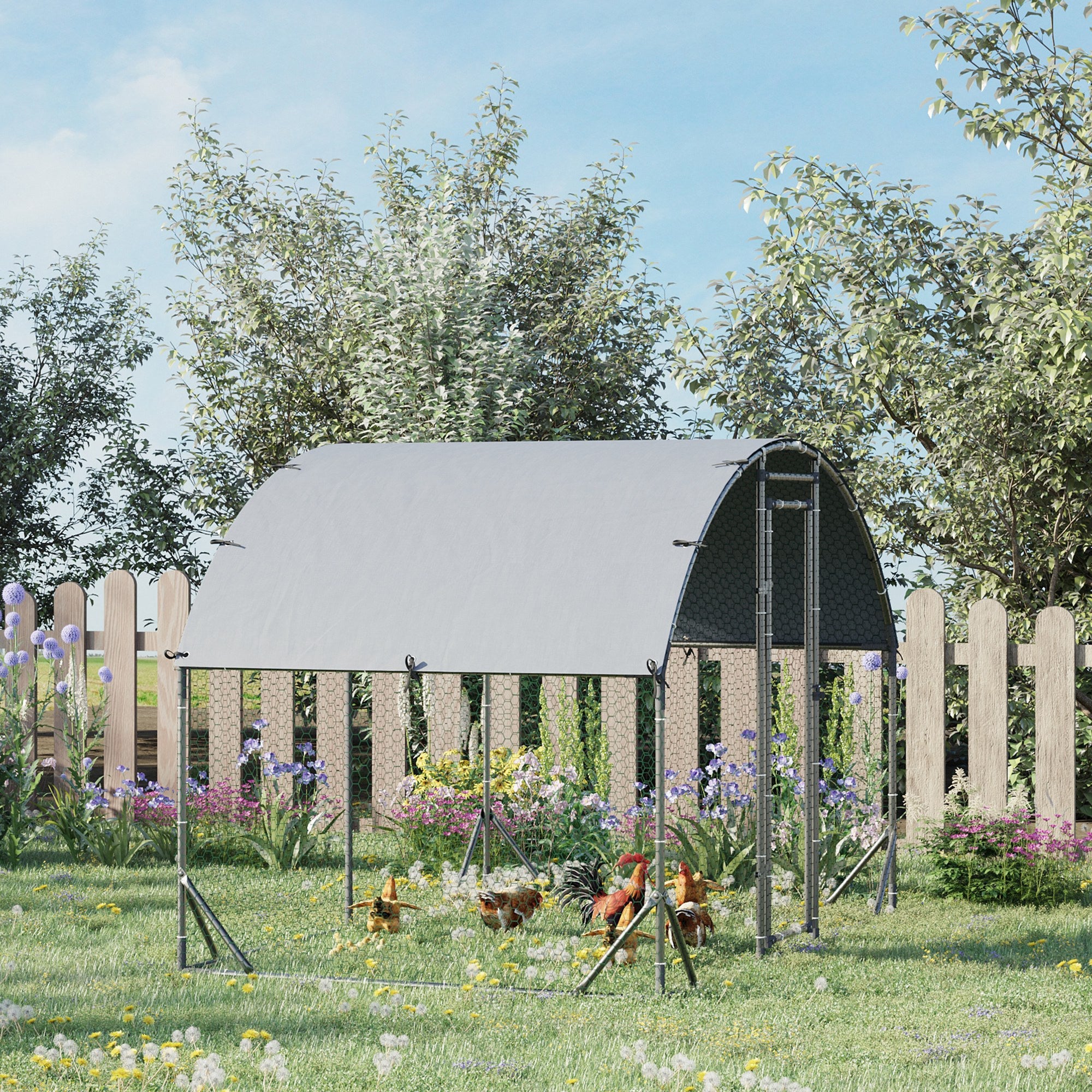 Logidon kippenhok buitenverblijf van staal 280x190x197 cm zilver