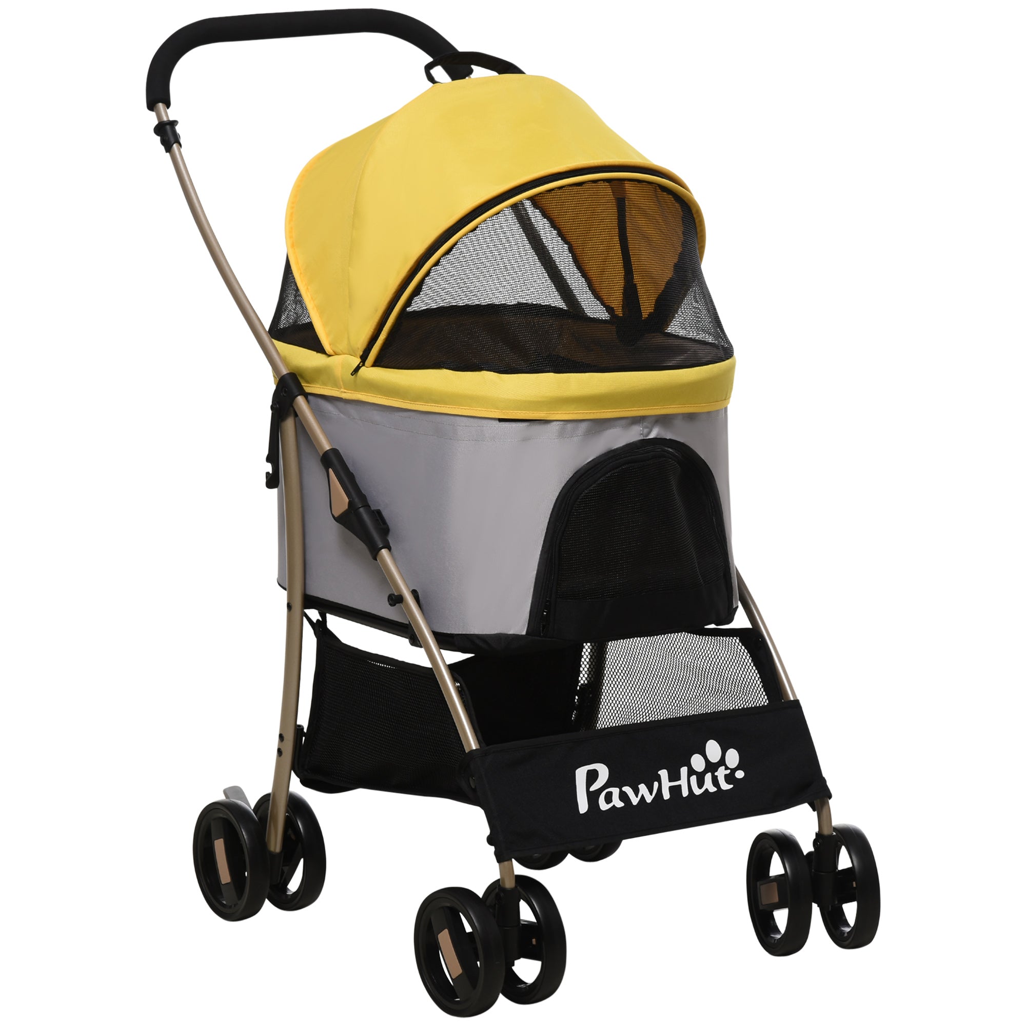 Logidon Hondenkar 2-in-1 Trolley Draagtas Geel Opvouwbaar