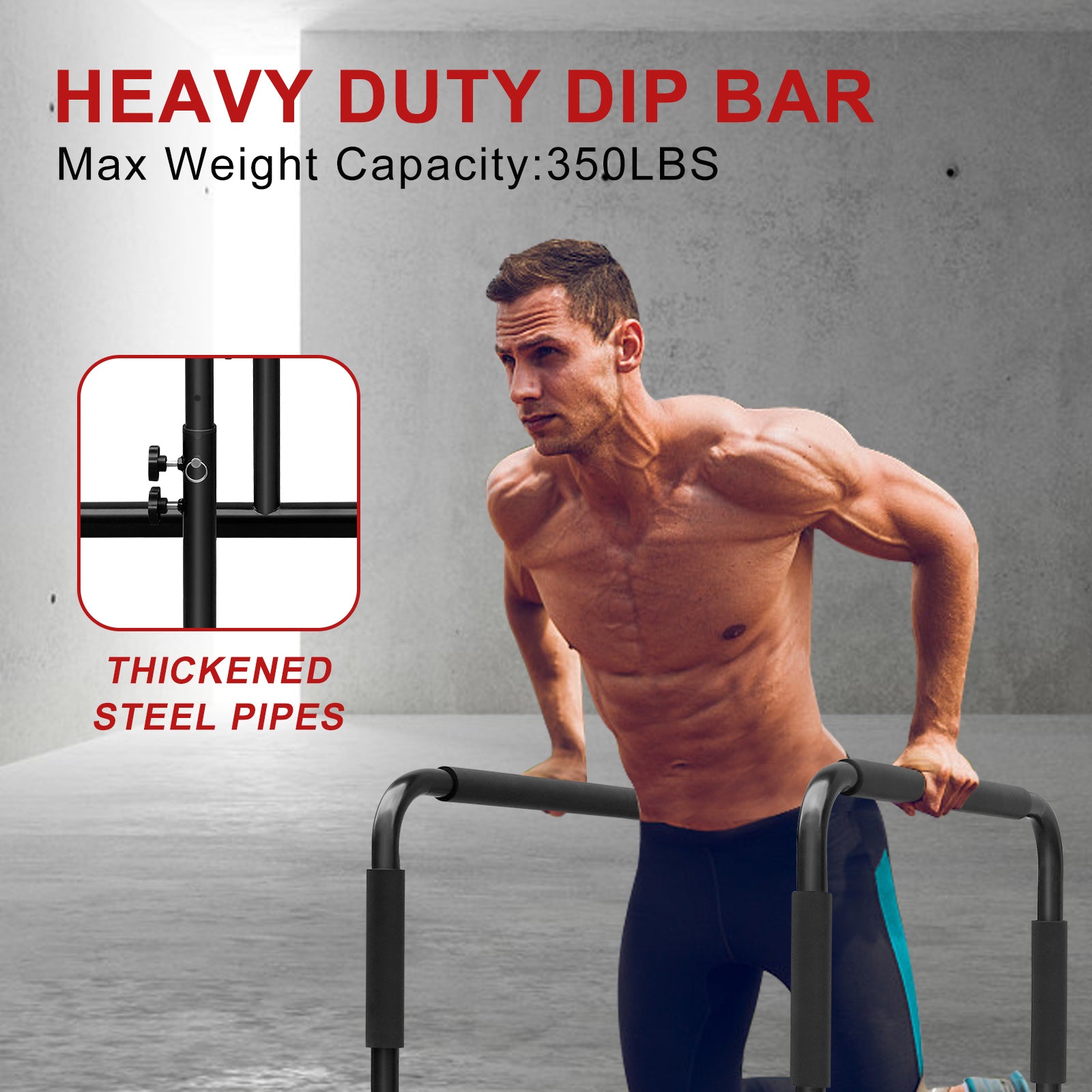 Logidon Adjustable Dip Station with Parallettes - Stable and Robust