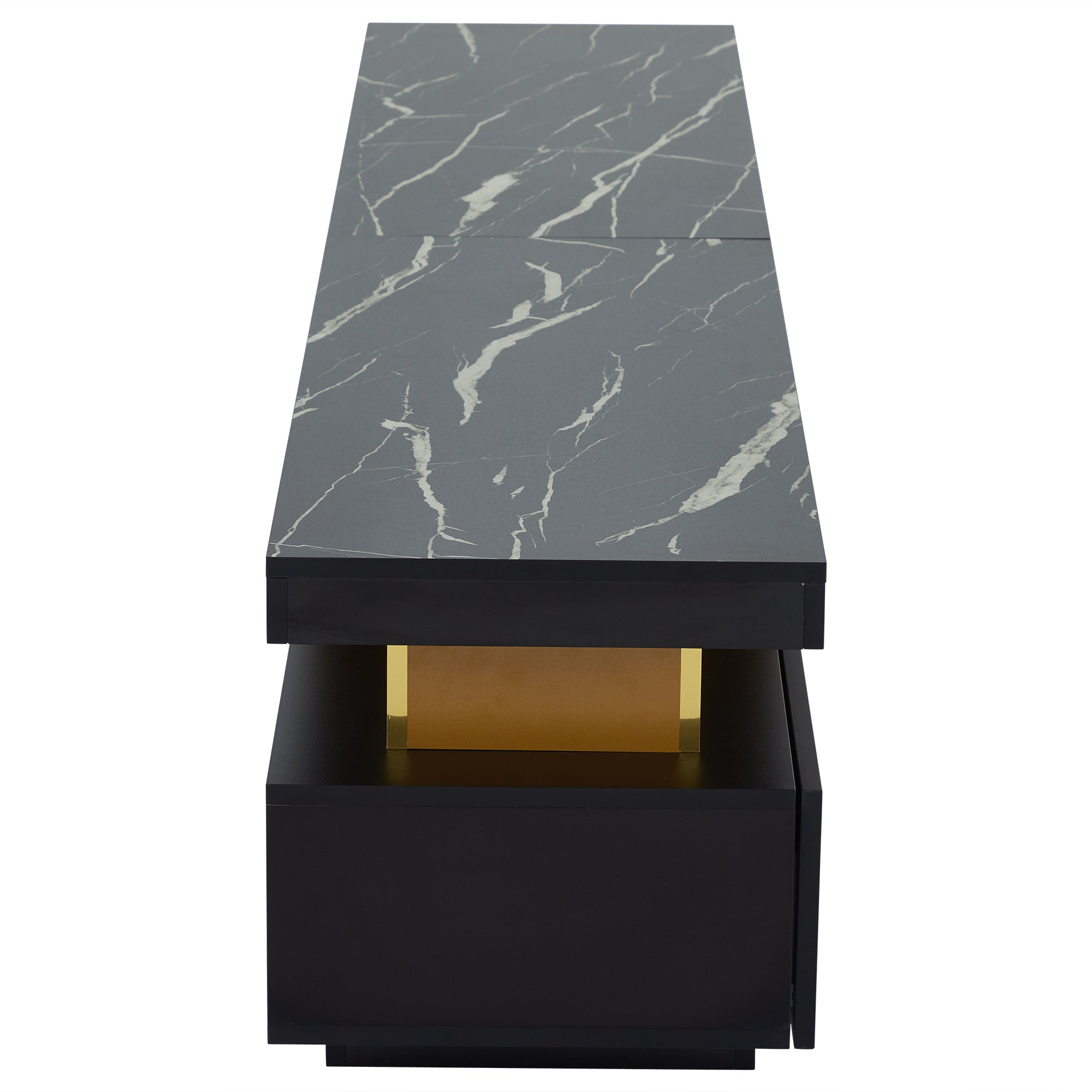 Logidon Zwarte tv-wandmeubelset 2 tv-kast salontafel marmerlook