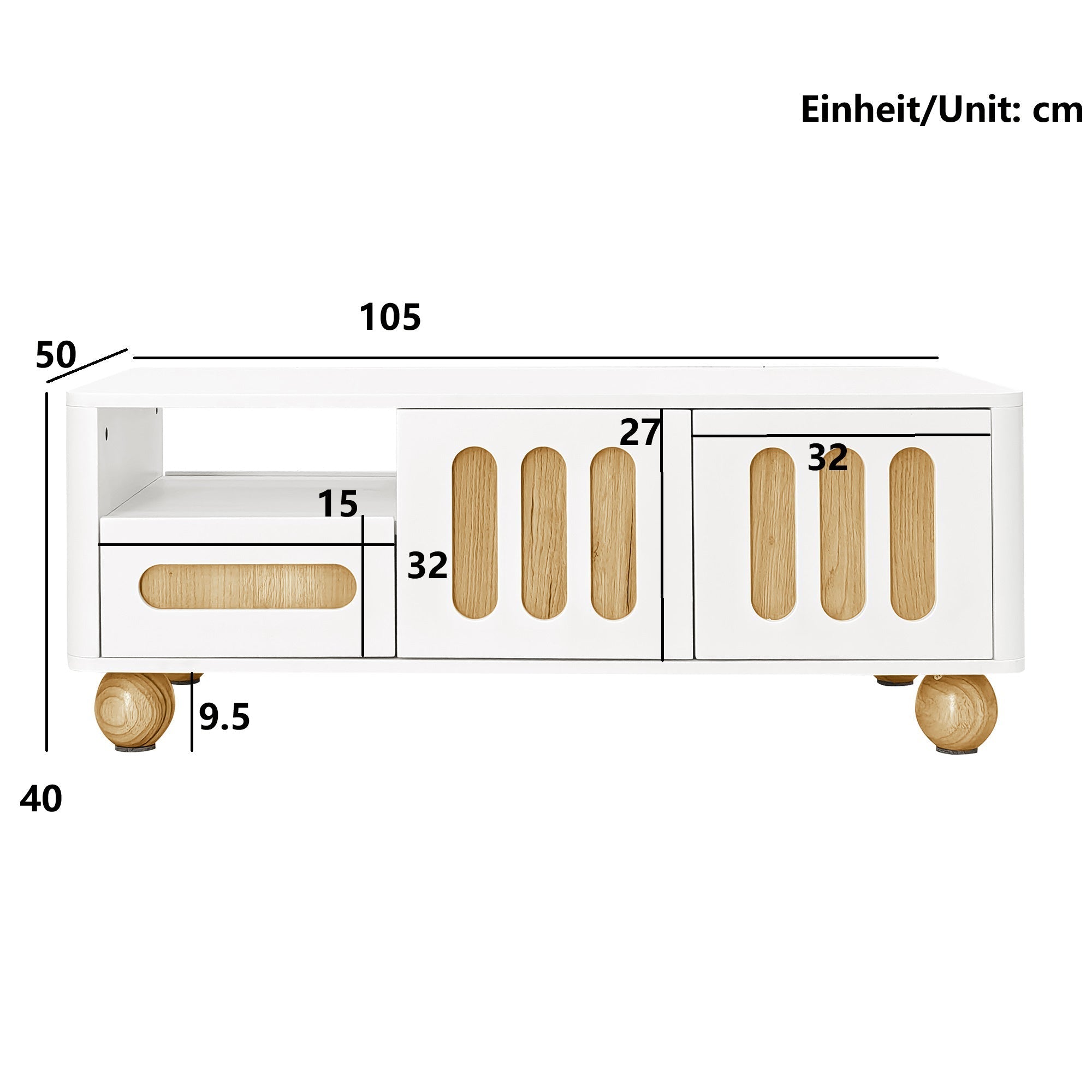 Logidon Moderne Salontafel 105x50x40 Cm Wit Houtlook LED Verlichting