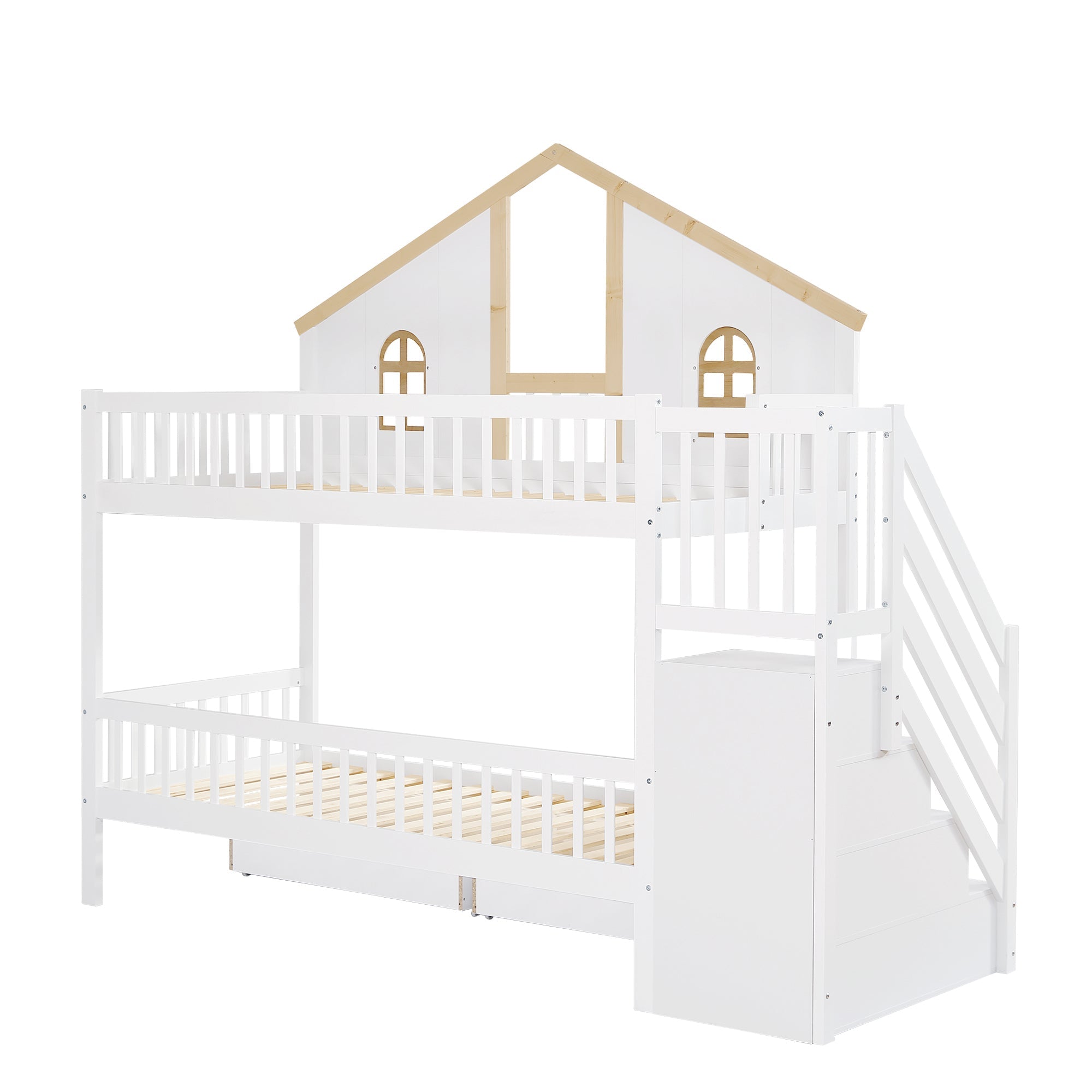 Logidon stapelbed kinderbed wit naturel 90x200 cm met raam