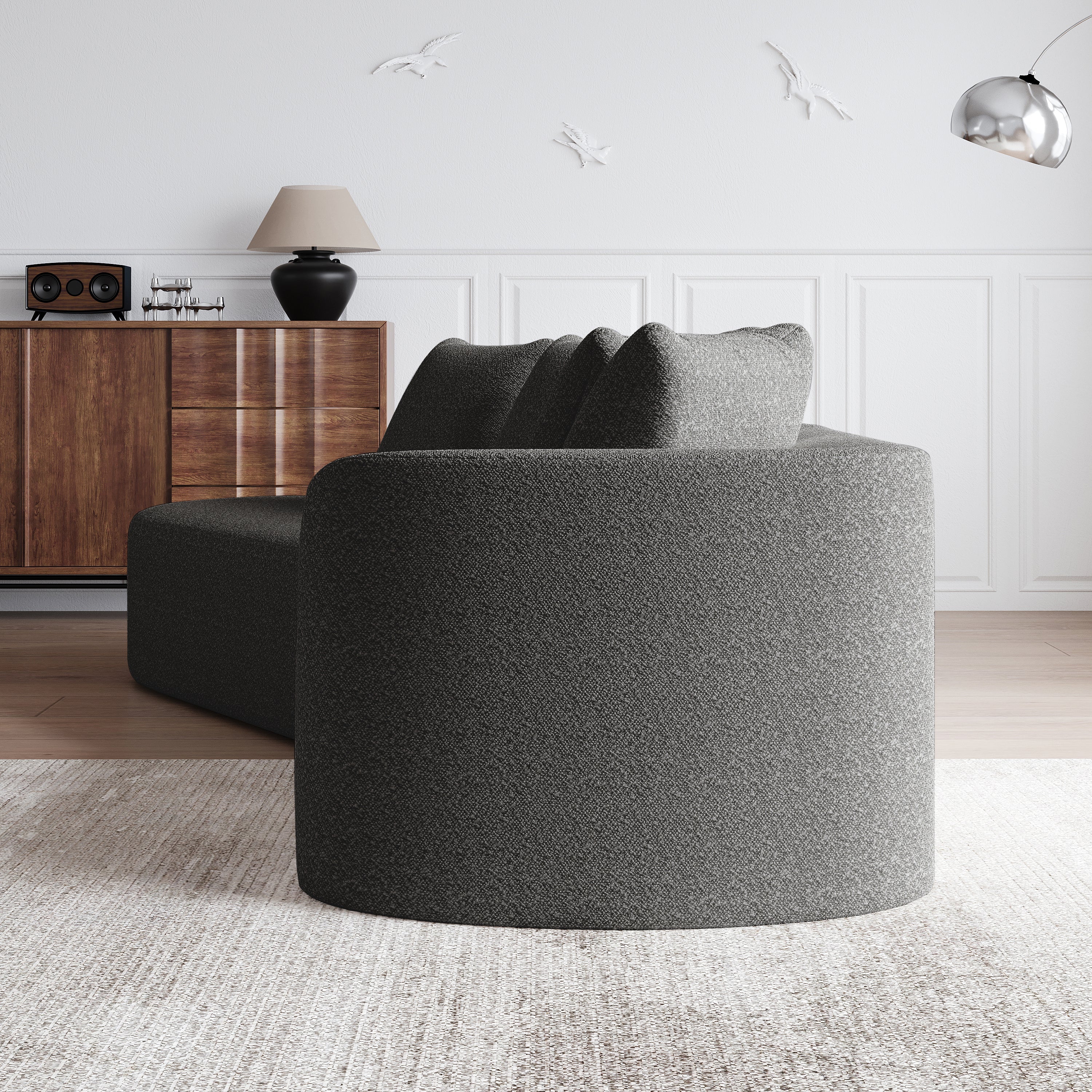 Logidon Chenille Hoekbank Grijs Fluweel XXL Modern 4-zits design