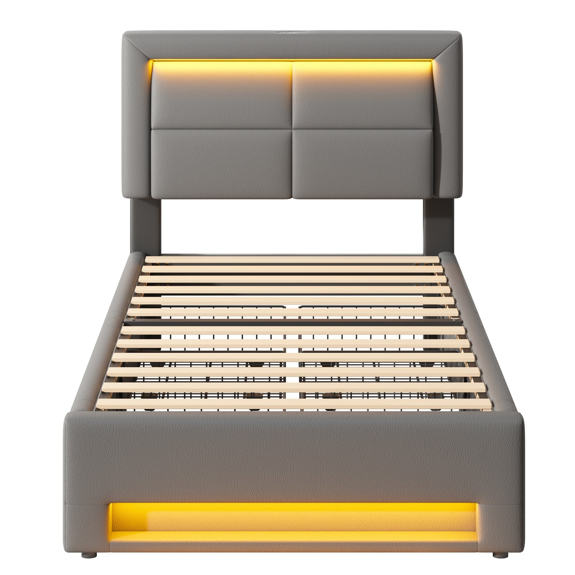 Logidon upholstered bed 90x200 cm with USB and LED lighting 4 drawers