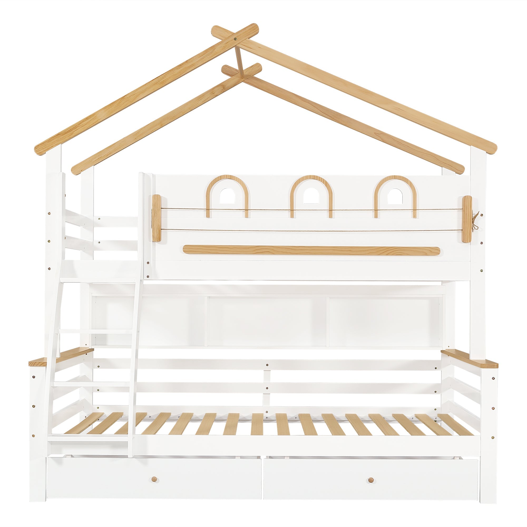 Logidon stapelbed wit naturel 90x200cm en 120x200cm twee lades