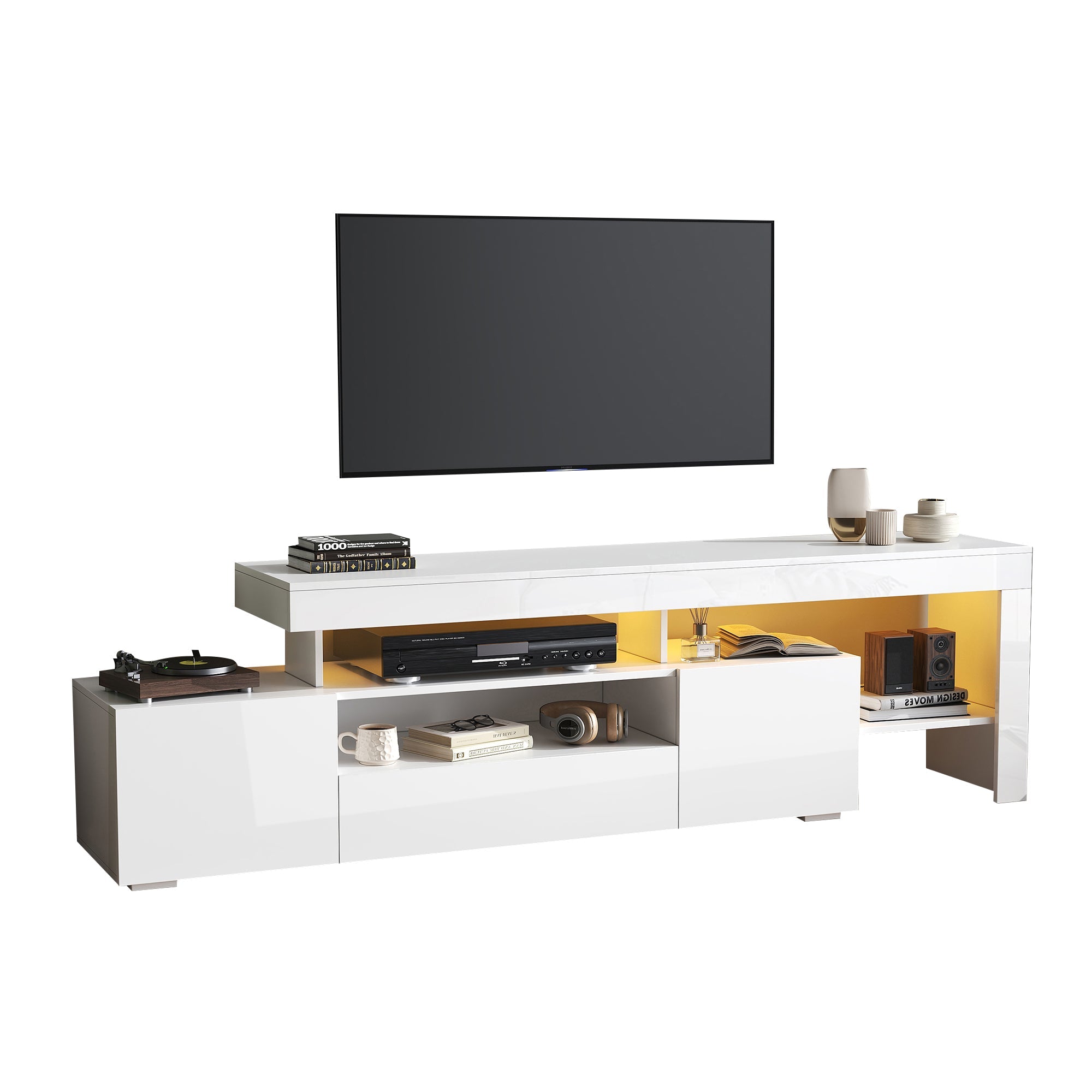 Logidon TV-meubel 192 x 37 x 53 cm witte hoogglans LED-verlichting