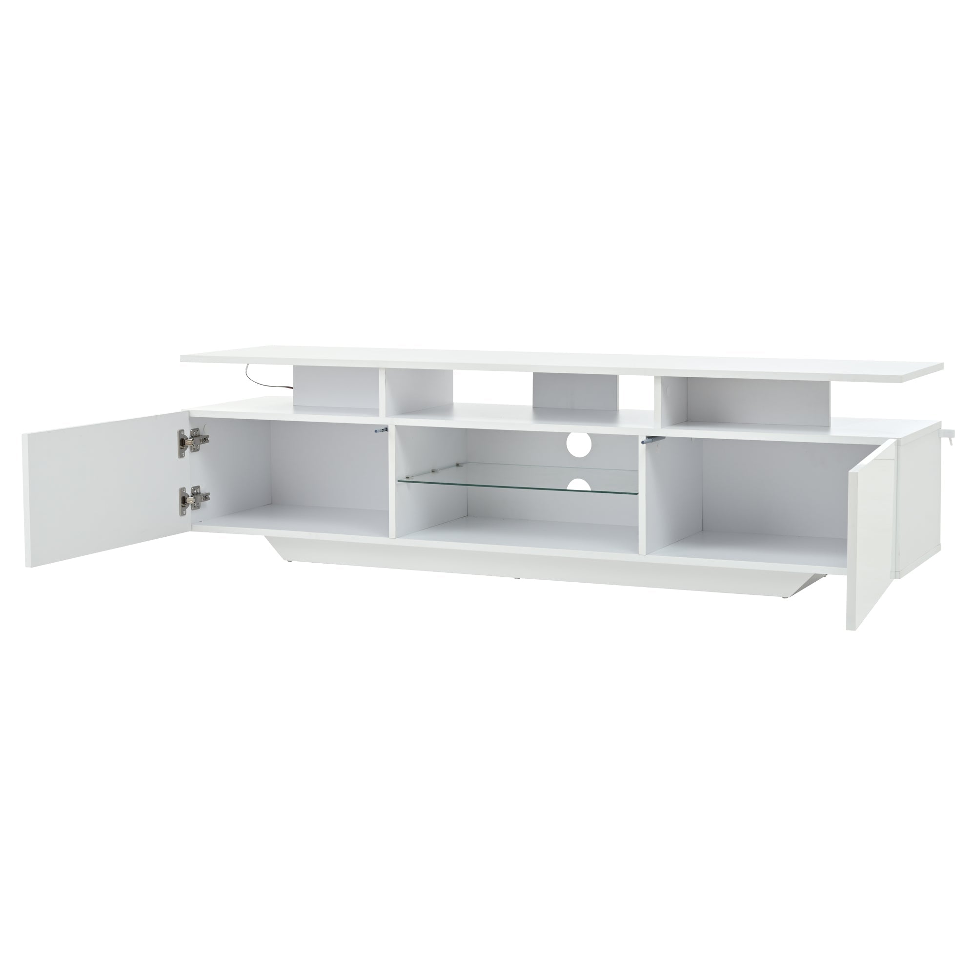 Logidon TV-meubel hoogglans wit 160 x 40 x 45 cm met LED lichtstrip glasplanken