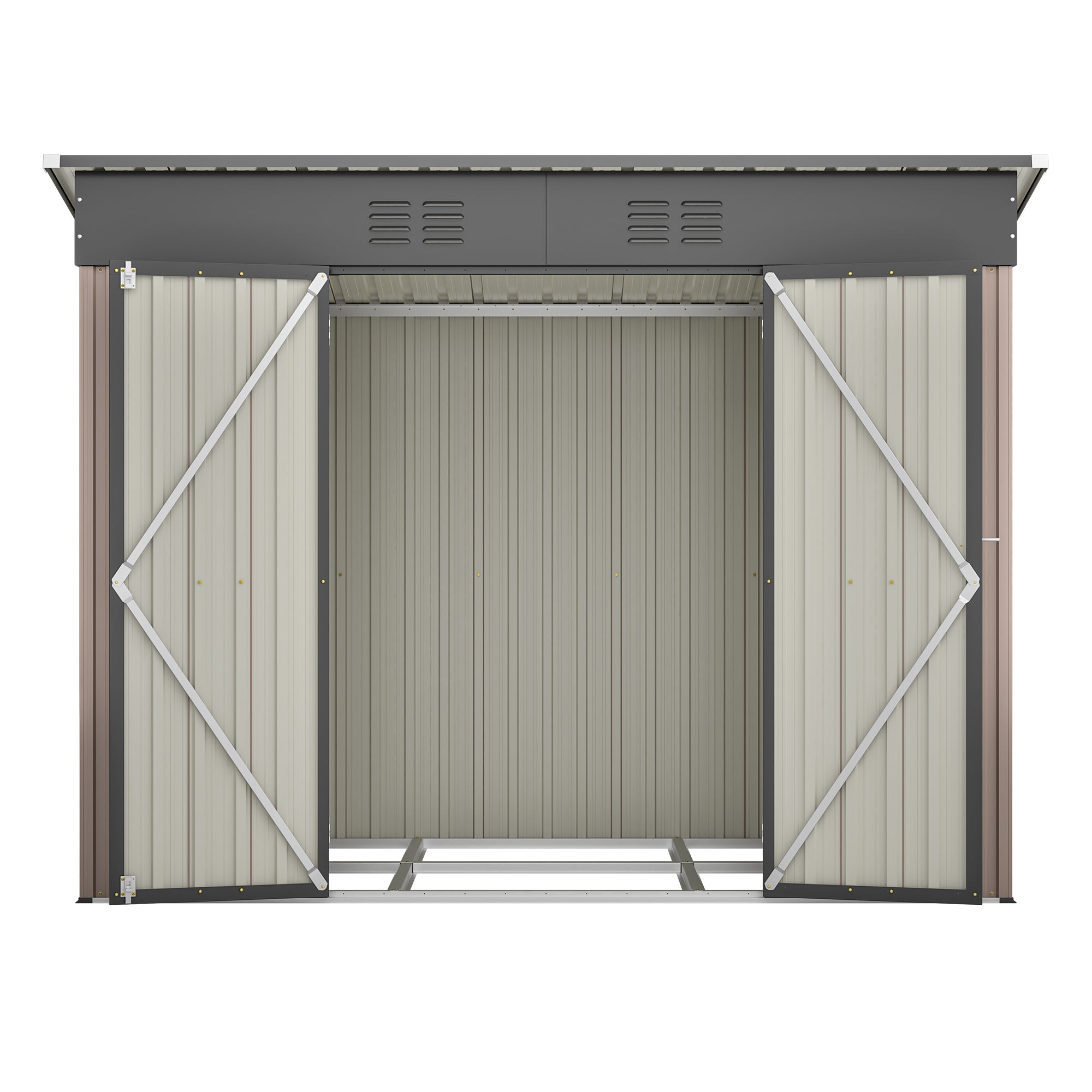 Logidon metalen tuinhuis 229x111x182 cm inclusief fundering bruin