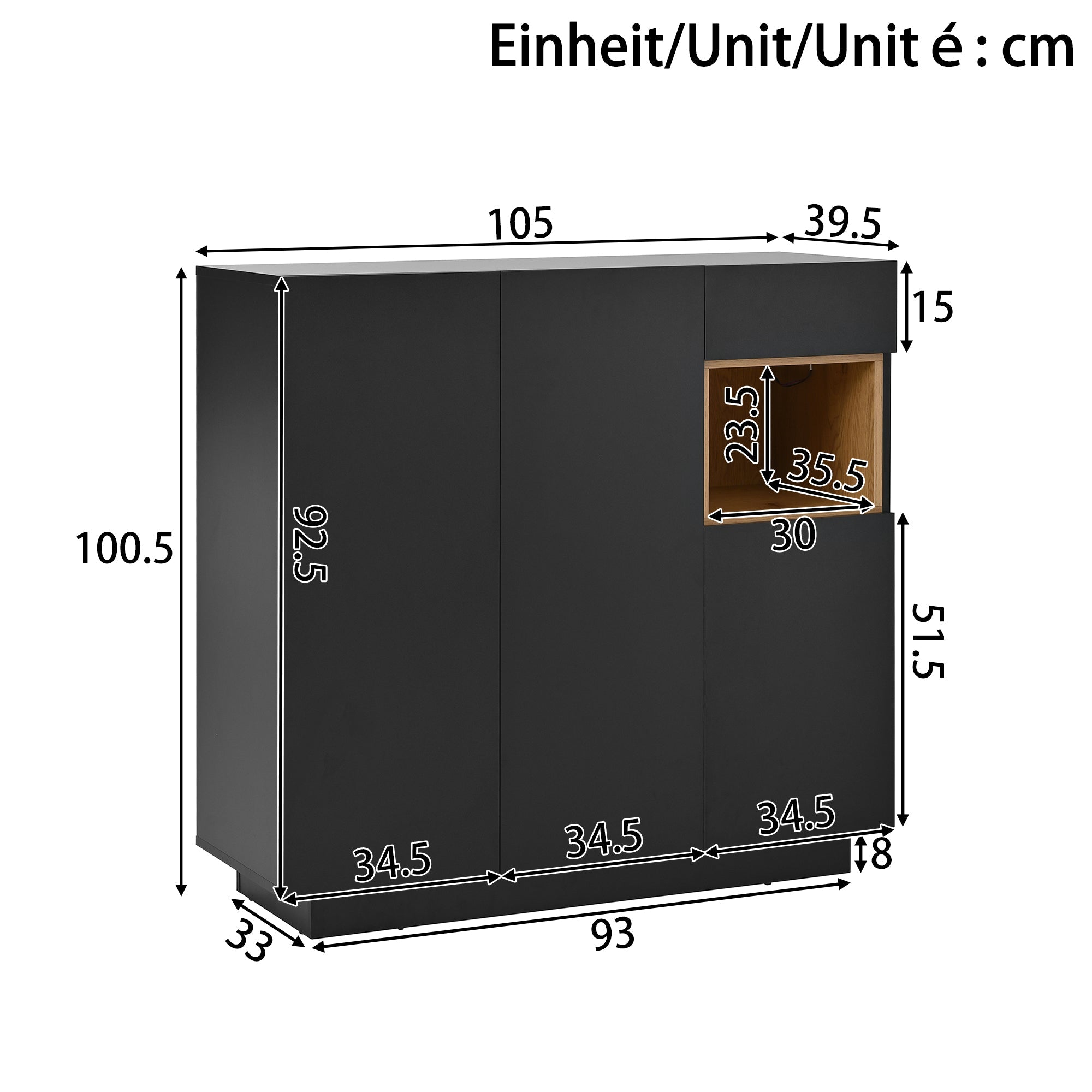 Logidon schoenenkast met LED verlichting zwart hout 14-18 paar