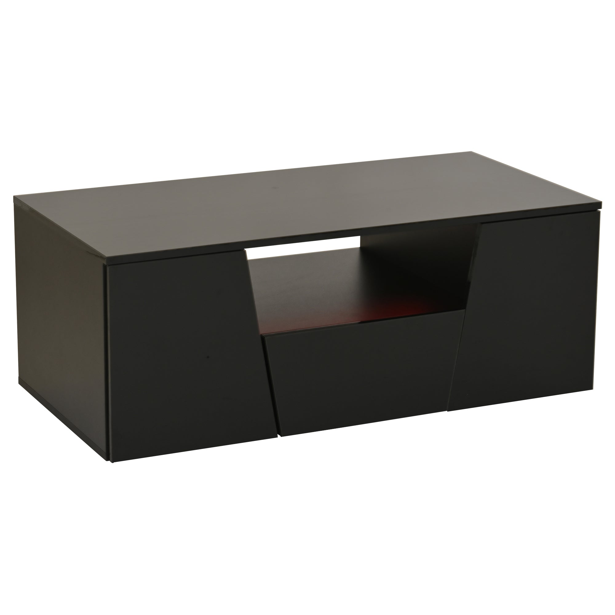 Logidon coffee table 100x50x40 cm black with LED 2 cabinets 1 drawer