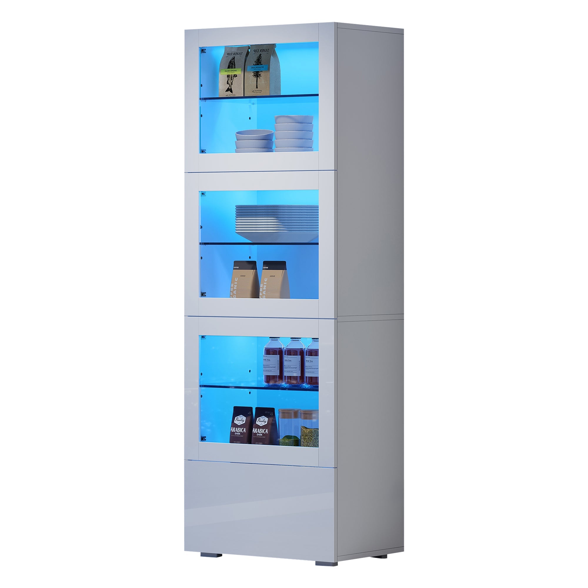 Logidon vitrine 60x40x173 cm wit hoogglans LED verlichting