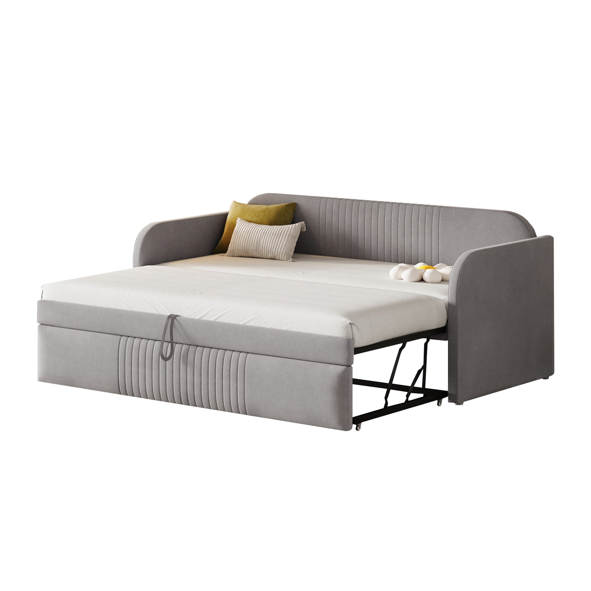 Logidon gestoffeerd bed slaapbank 90/180x190 cm lichtgrijs