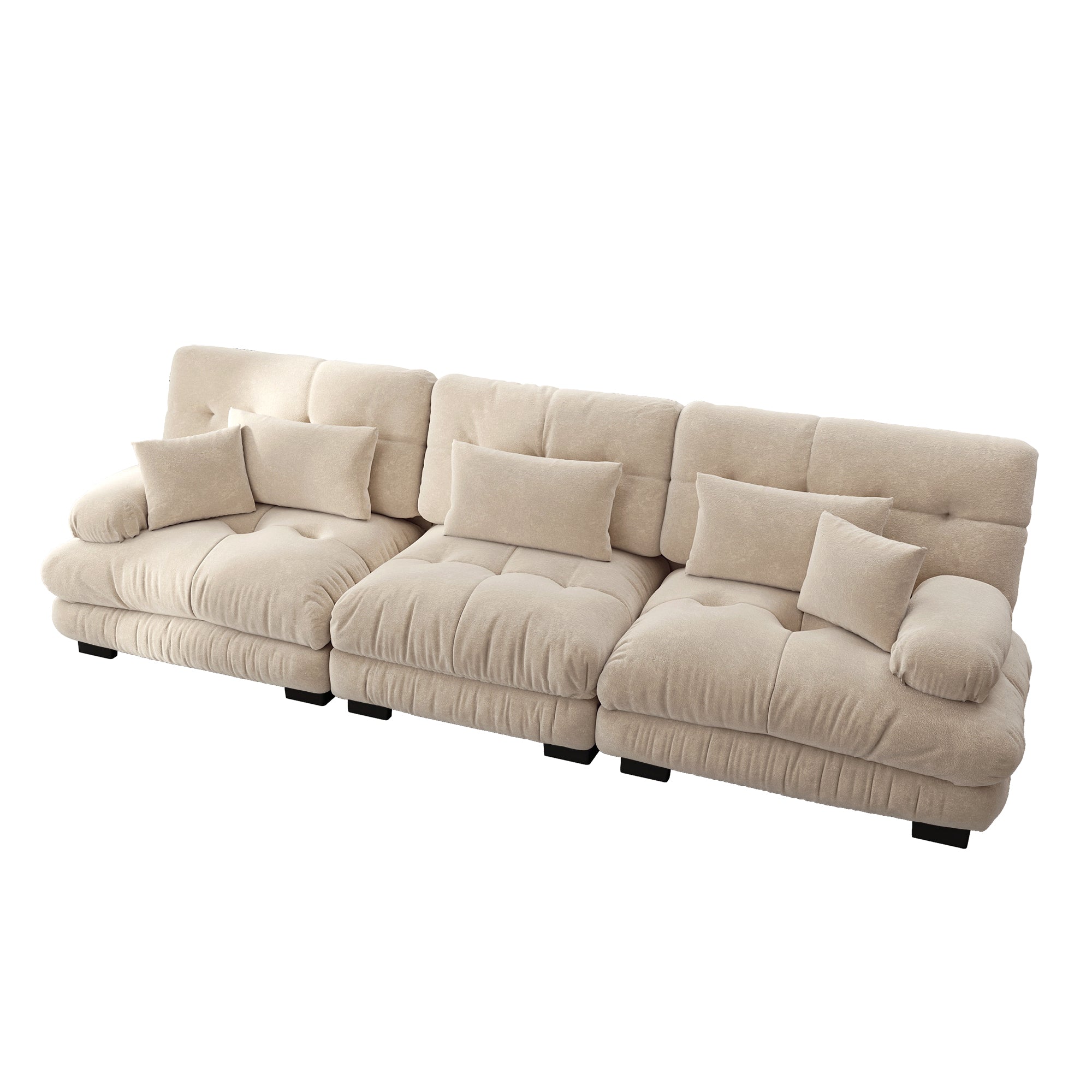 Logidon 3-zits hoekbank diepe zit chenille lichtbruin 313x77x81 cm