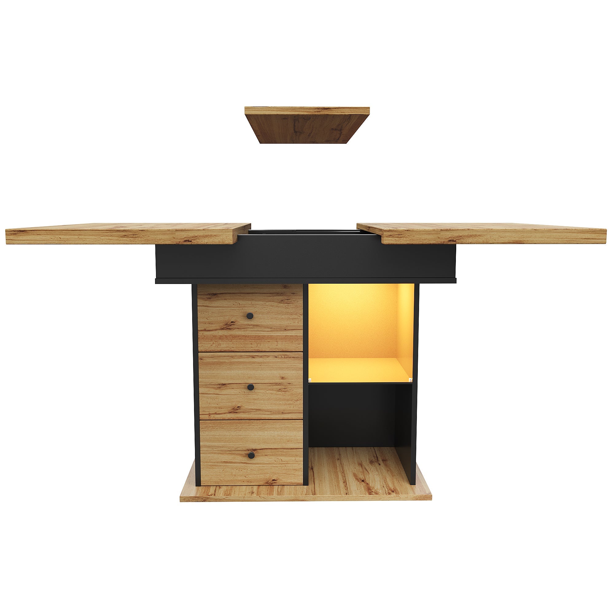 Logidon eettafel telescopisch uitschuifbaar 110-140×80 cm met LED verlichting