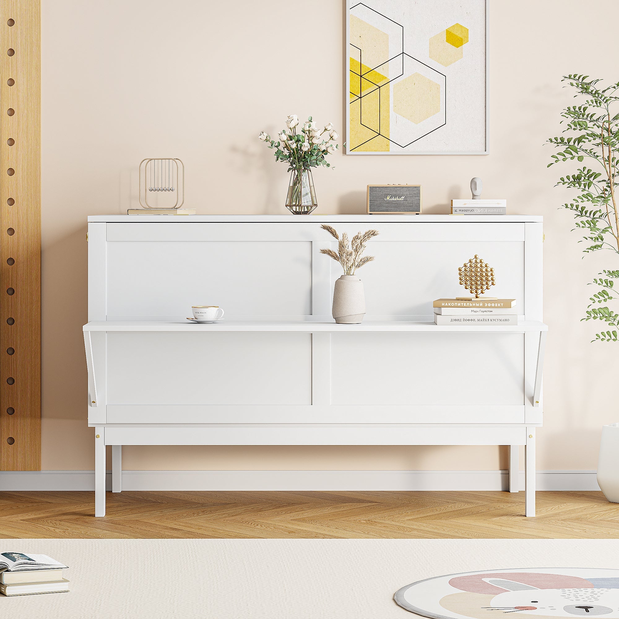 Logidon Murphy Bed 140x200 cm Verticaal Opklapbed met lattenbodem Wit