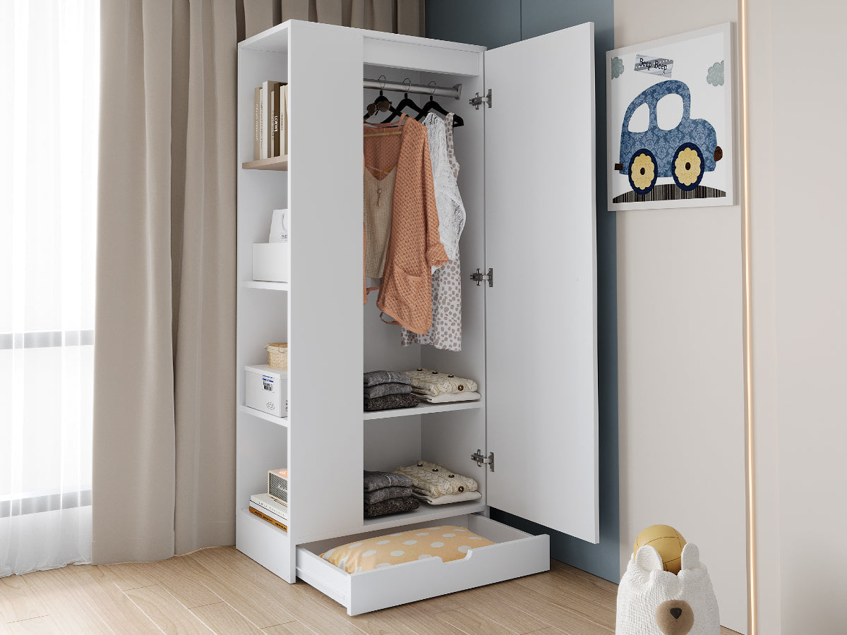 Logidon kledingkast 70x40x170 centimeter enkele deur planken wit
