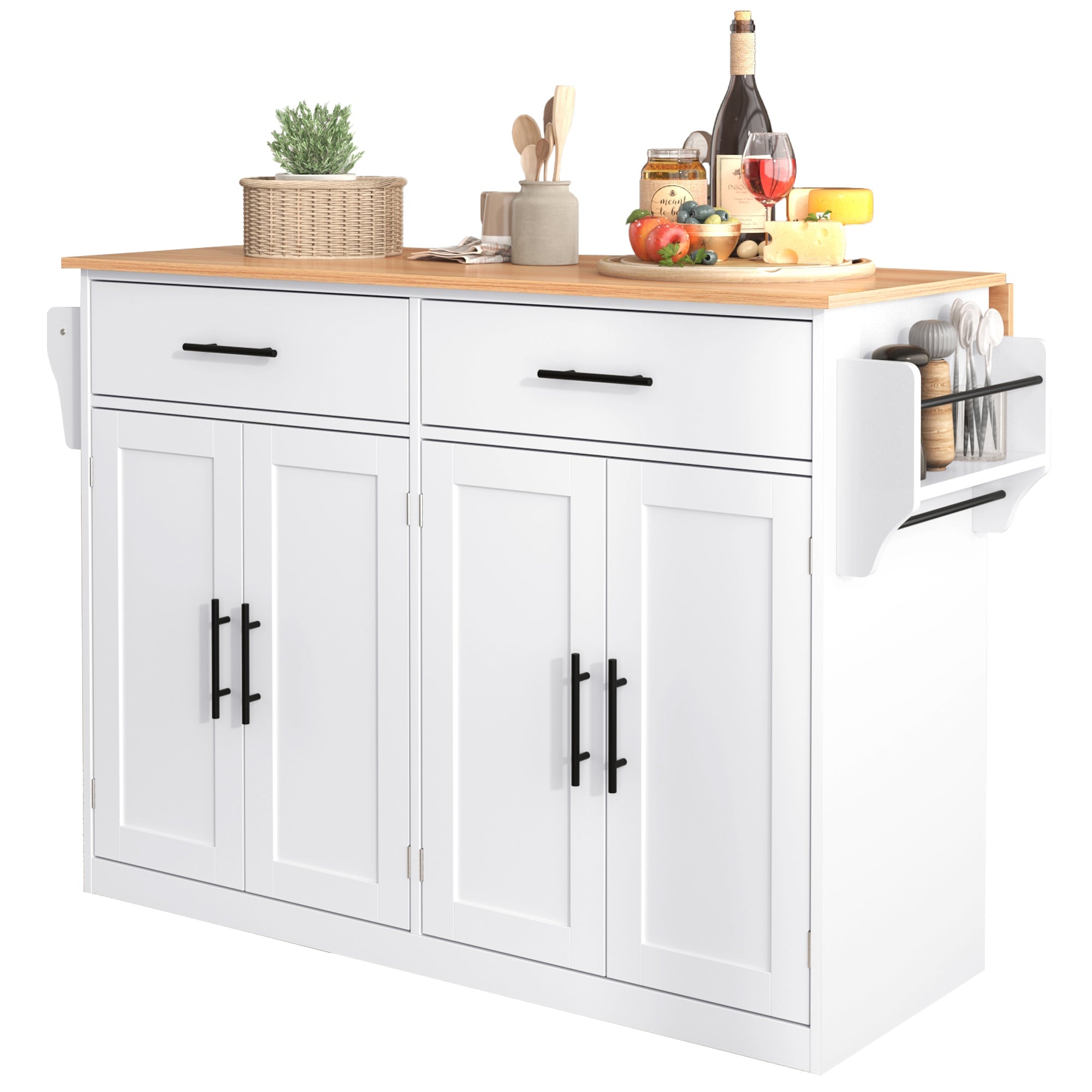Logidon serving trolley with folding table top white 120x71x91 cm
