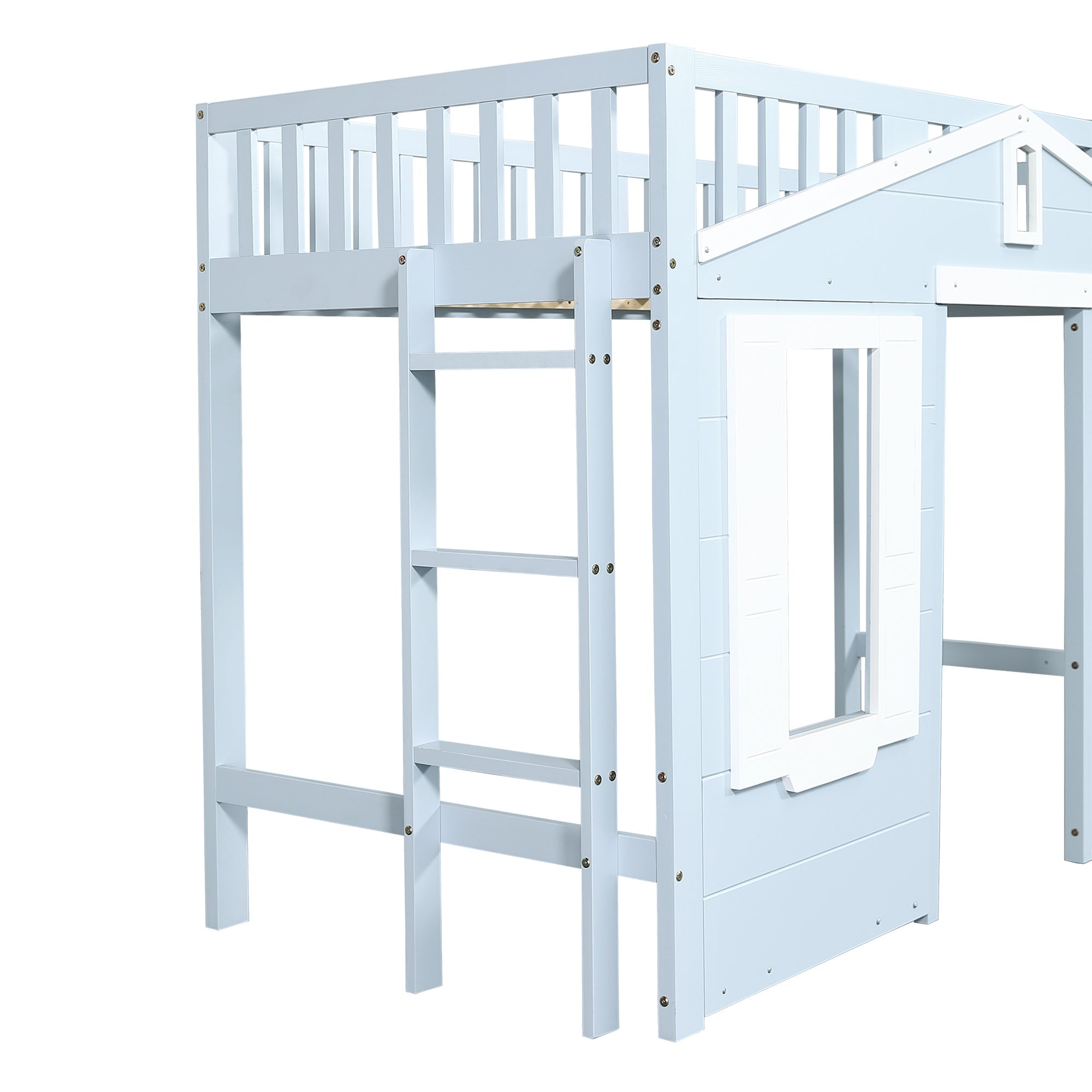 Logidon hoogslaper blauw 90x200 kinderbed met ruimte onder het bed