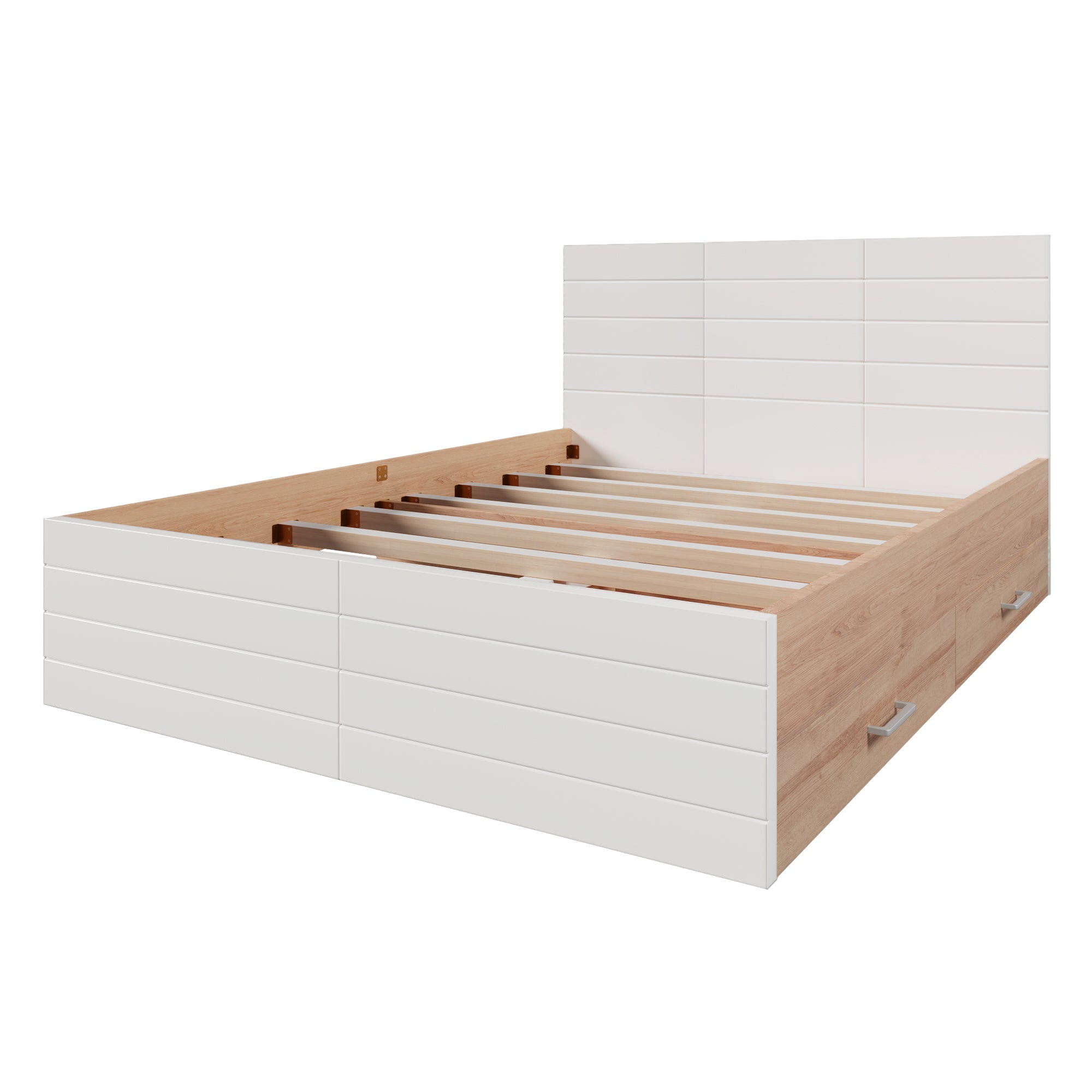 Logidon tweepersoonsbed 160x200 cm wit eiken met lattenbodem en 2 lades