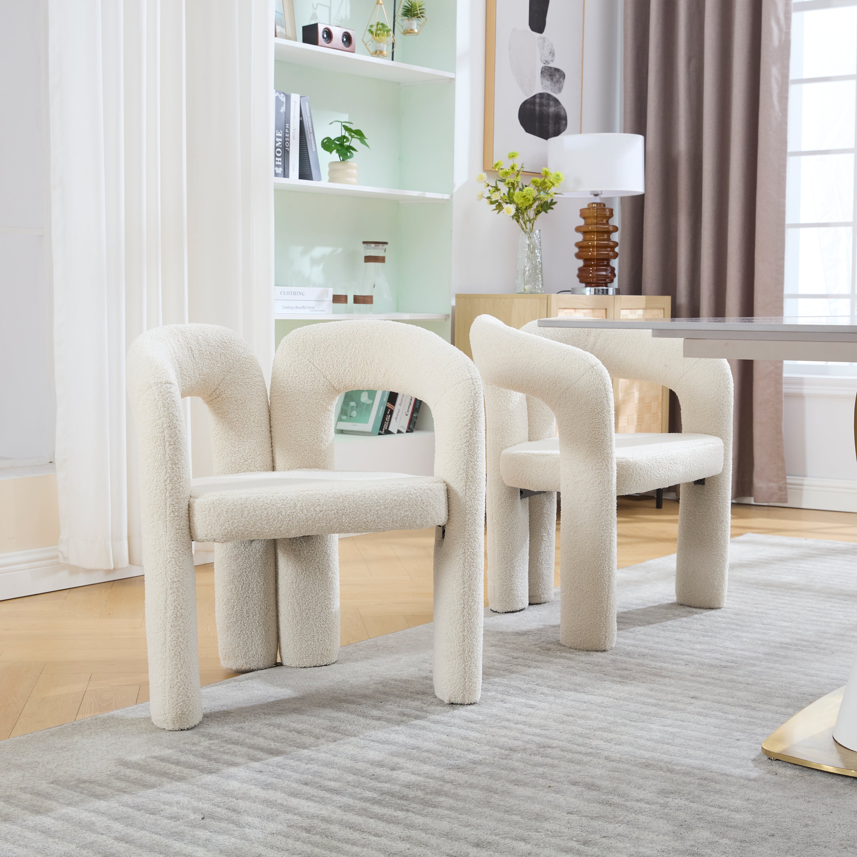 Logidon Premium Ergonomische Fauteuil Teddy Fluweel Beige Set 2