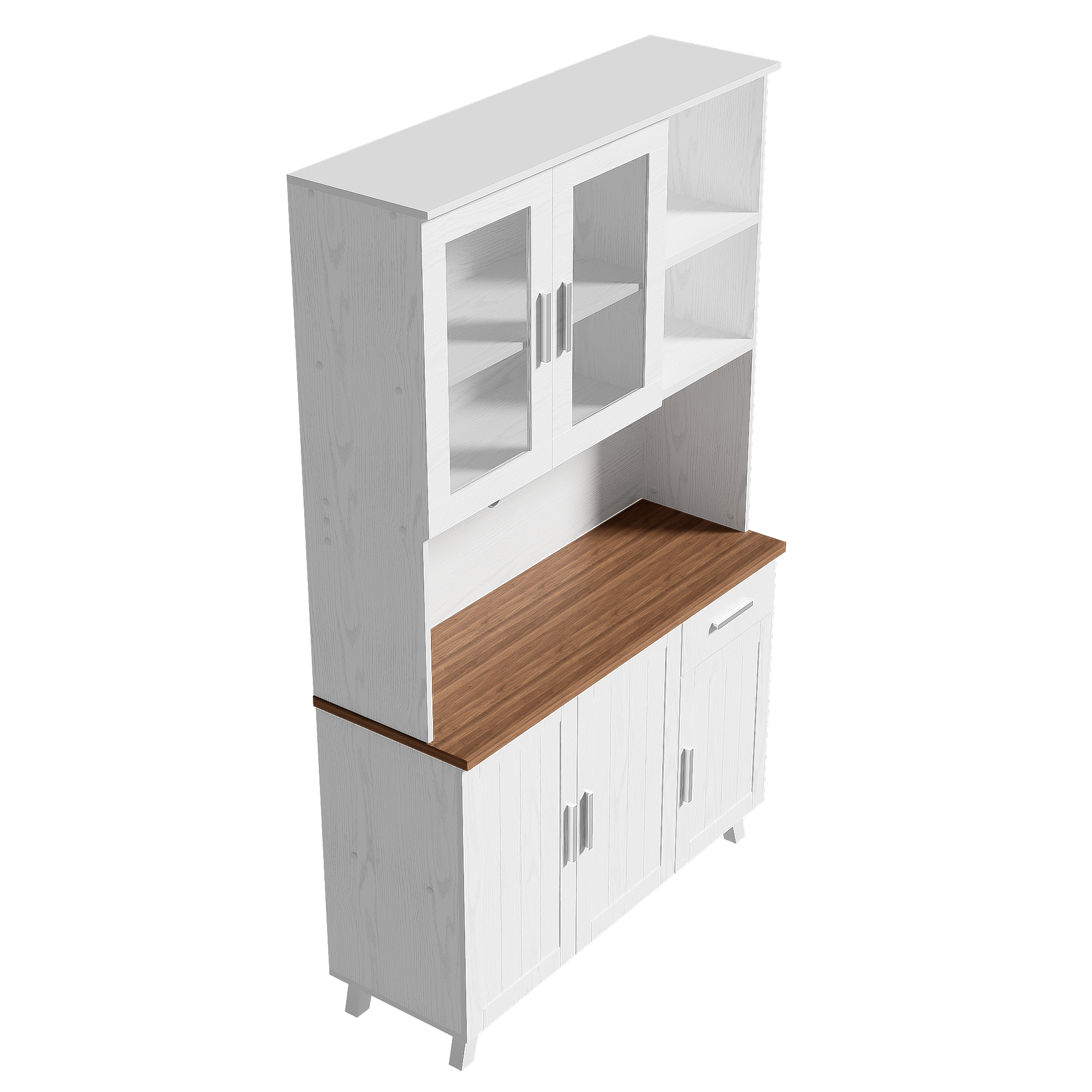 Logidon vitrinekast 114x40x190 cm witbruin landelijke stijl