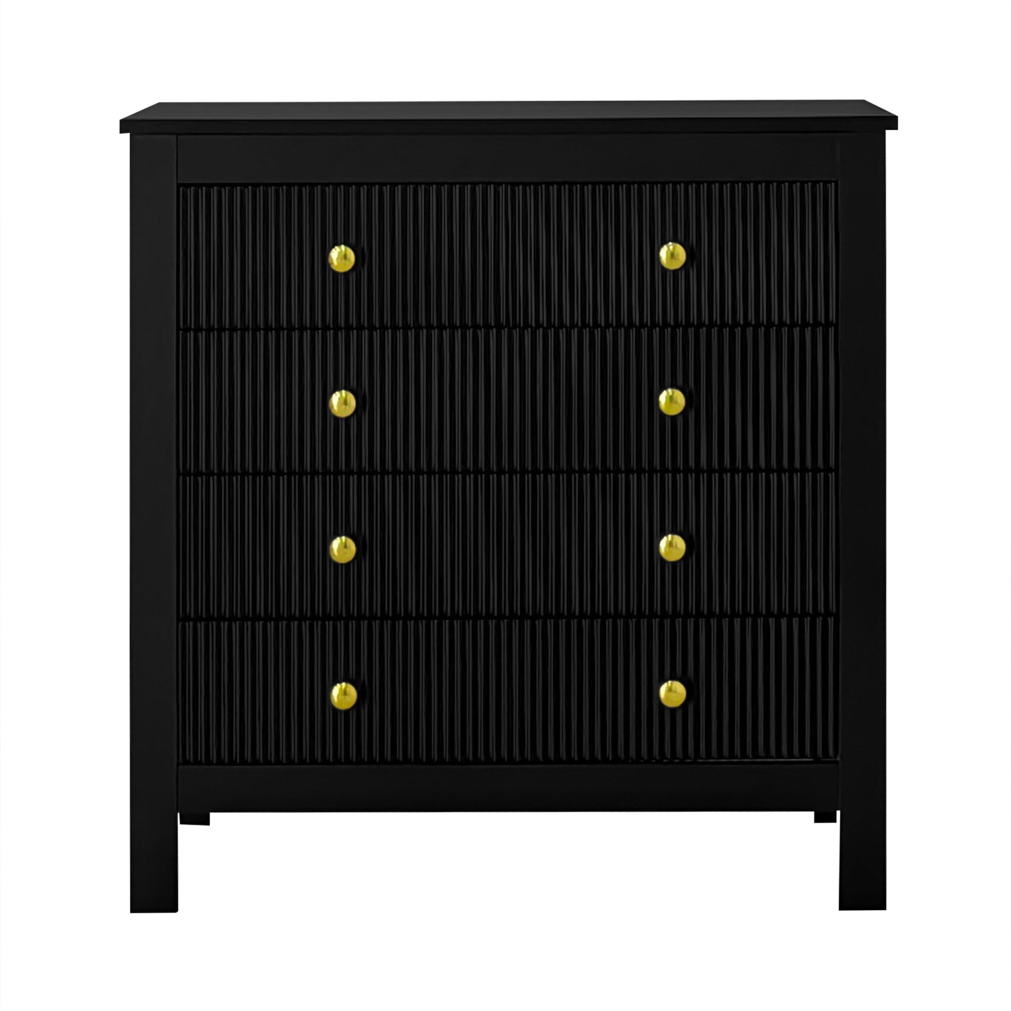 Logidon Dressoir 5 Laden Zwarte Ladekast Met Gouden Handgrepen 79 cm