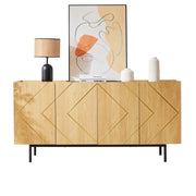 Logidon dressoir naturel hout met metalen inleg en 4 deuren 160 x 40 cm