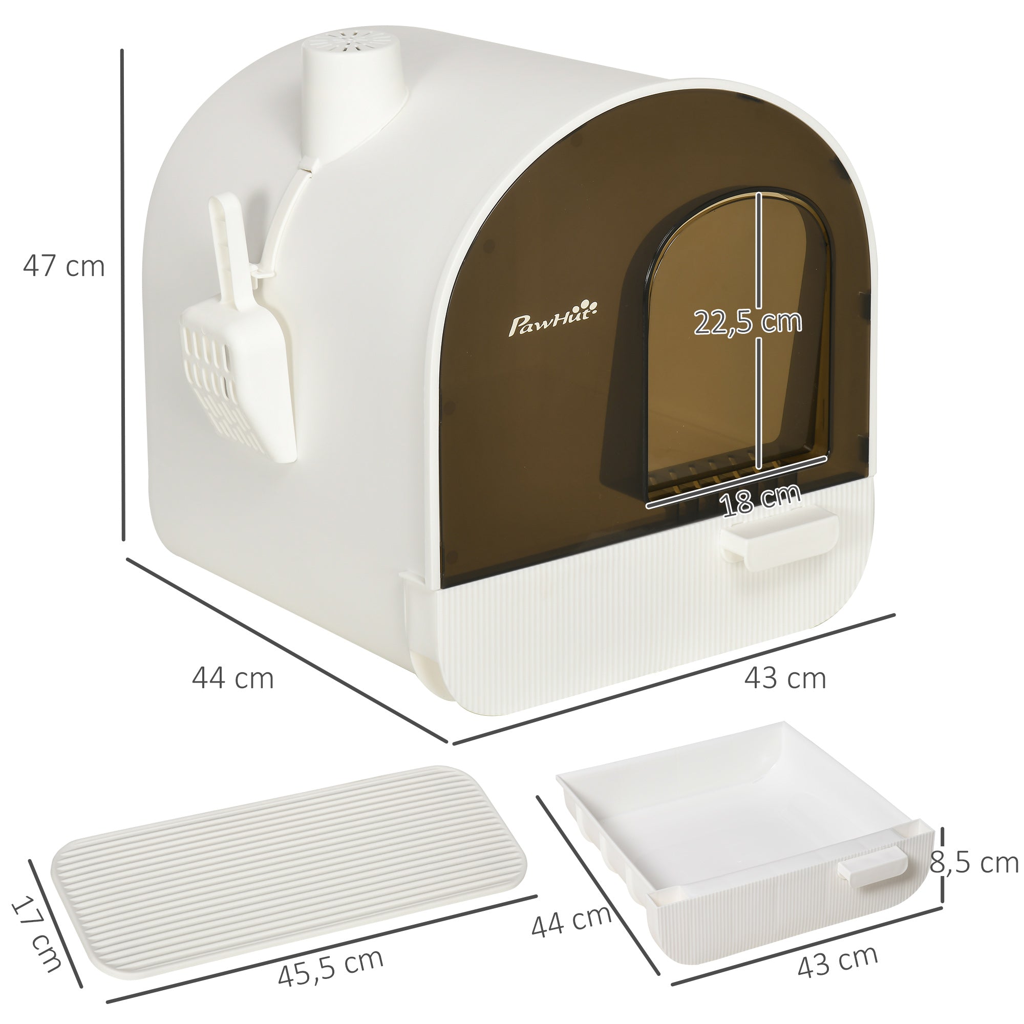 Logidon PawHut Kattenbak Met Kap Wit 43x44x47cm