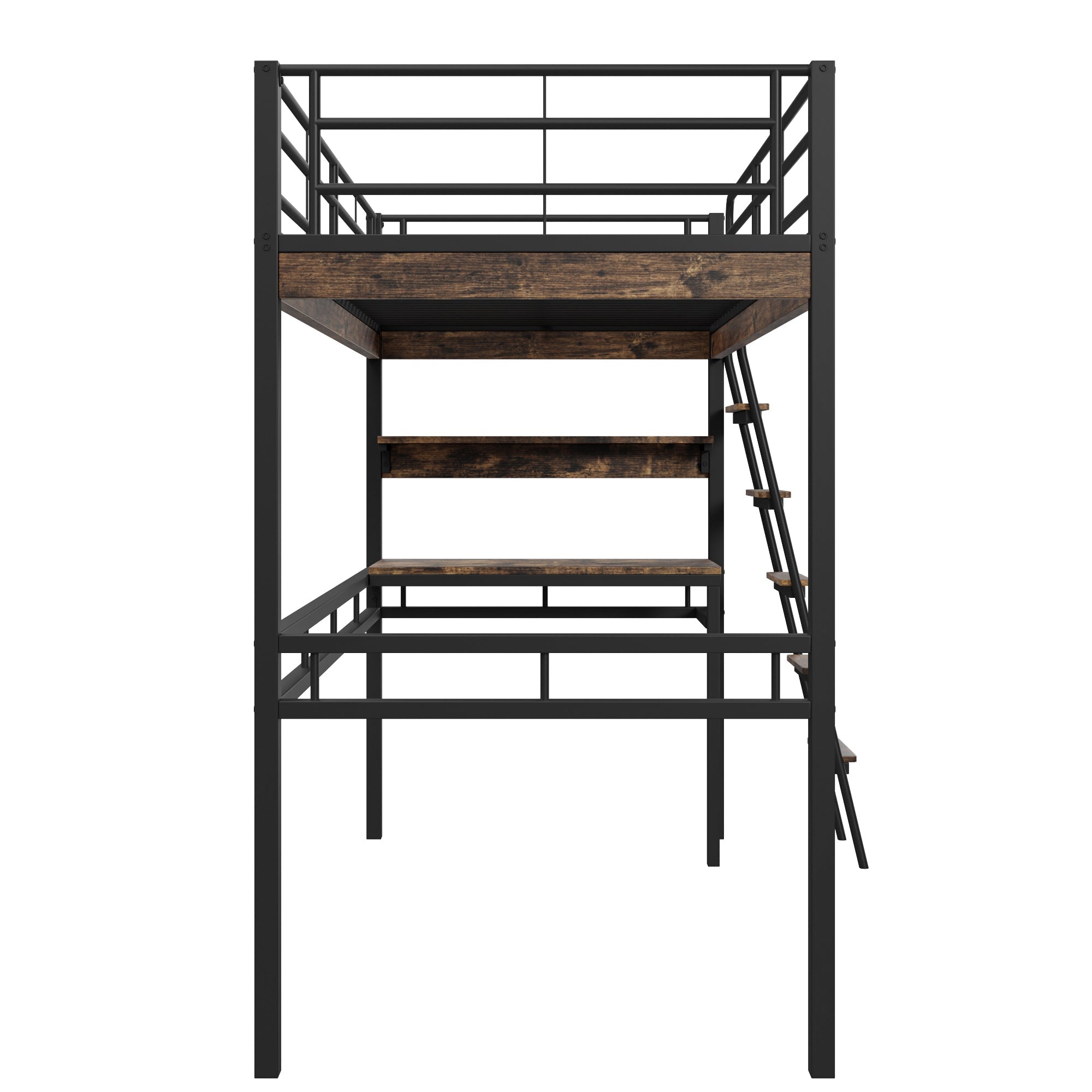 Logidon hoogslaper 90x200 cm met bureaurelingladder zwart