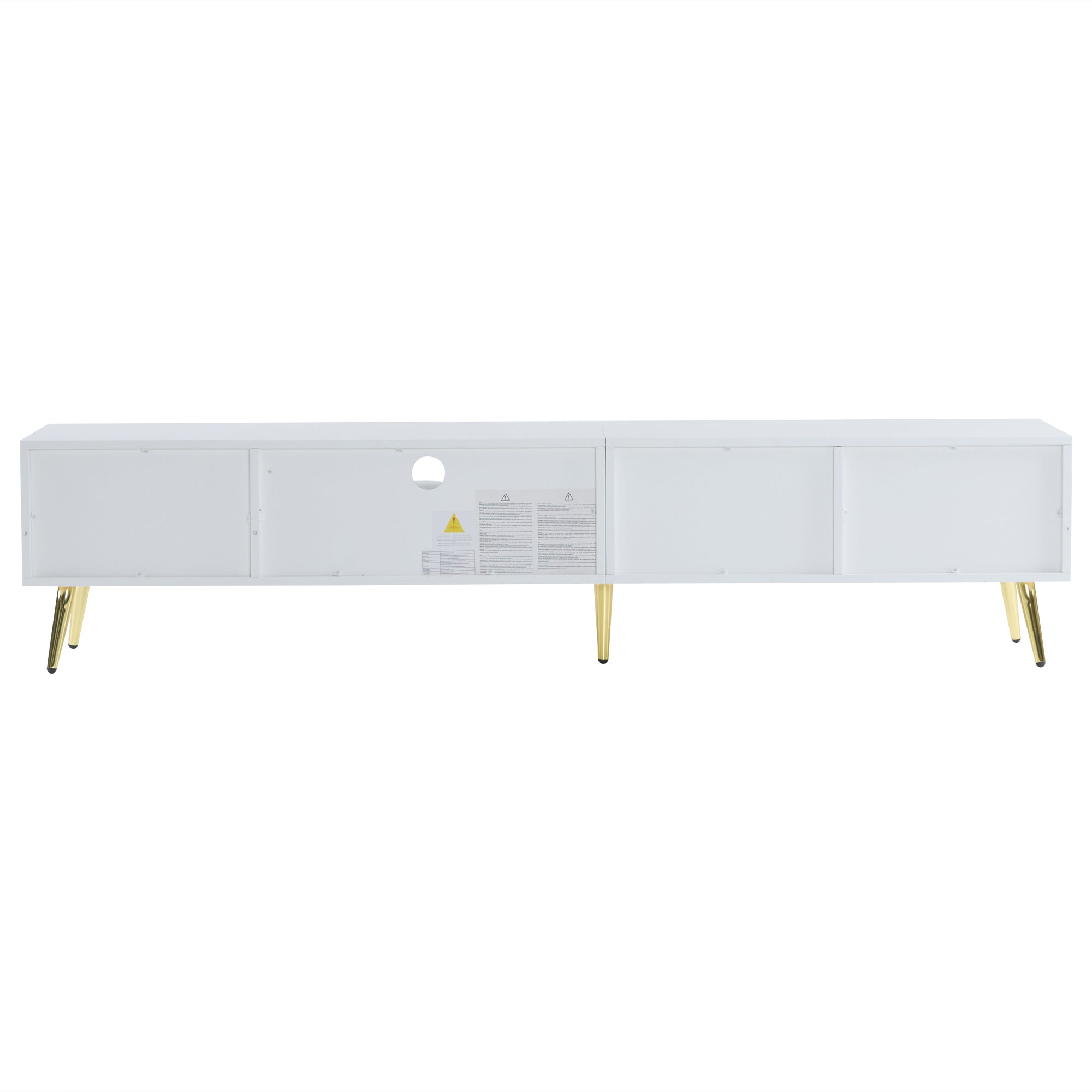 Logidon White TV Stand with Honeycomb Pattern and Storage Space for up to 80 Inches