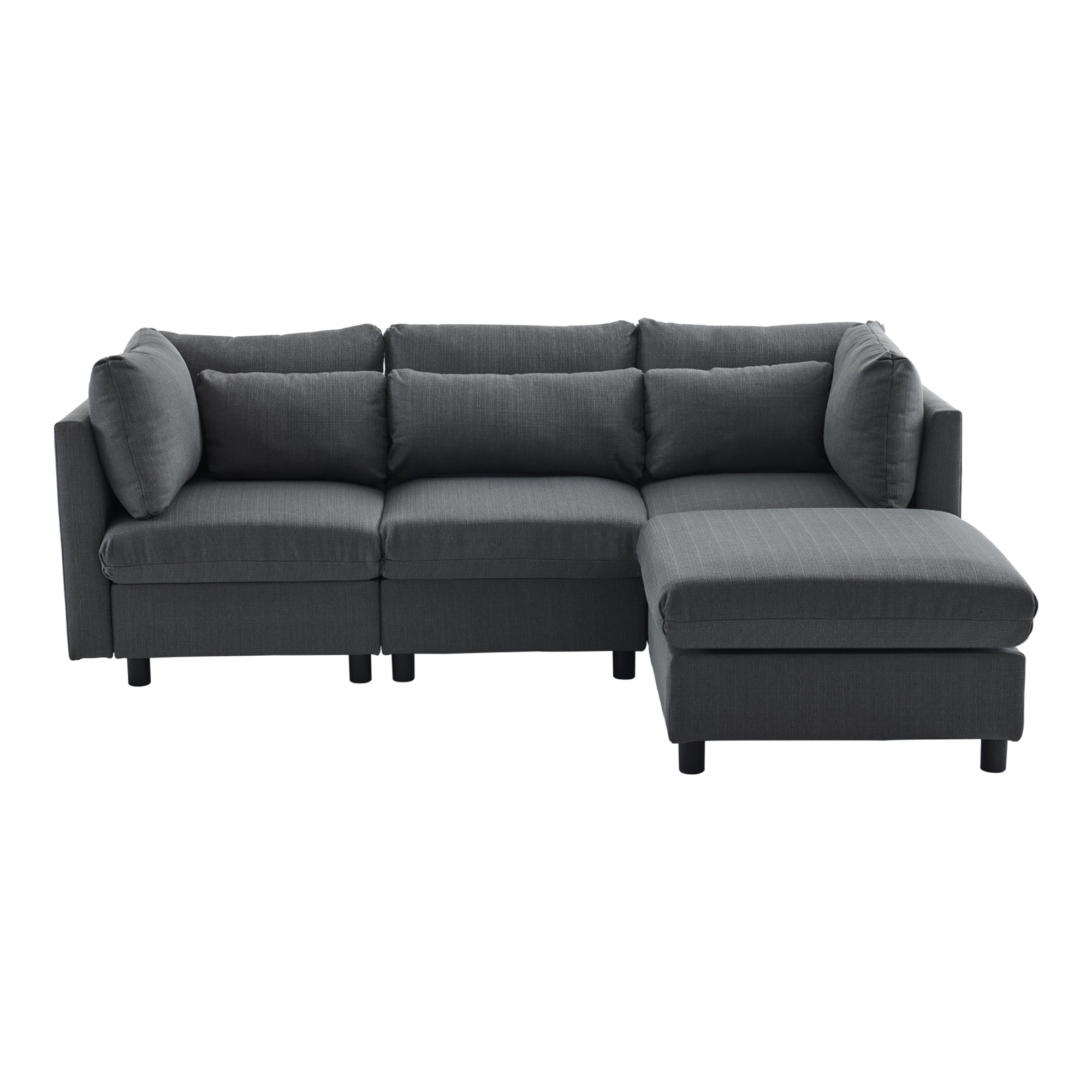 Logidon Modern Design Bank Hoekbank met Voetenbank Grijs 220 cm