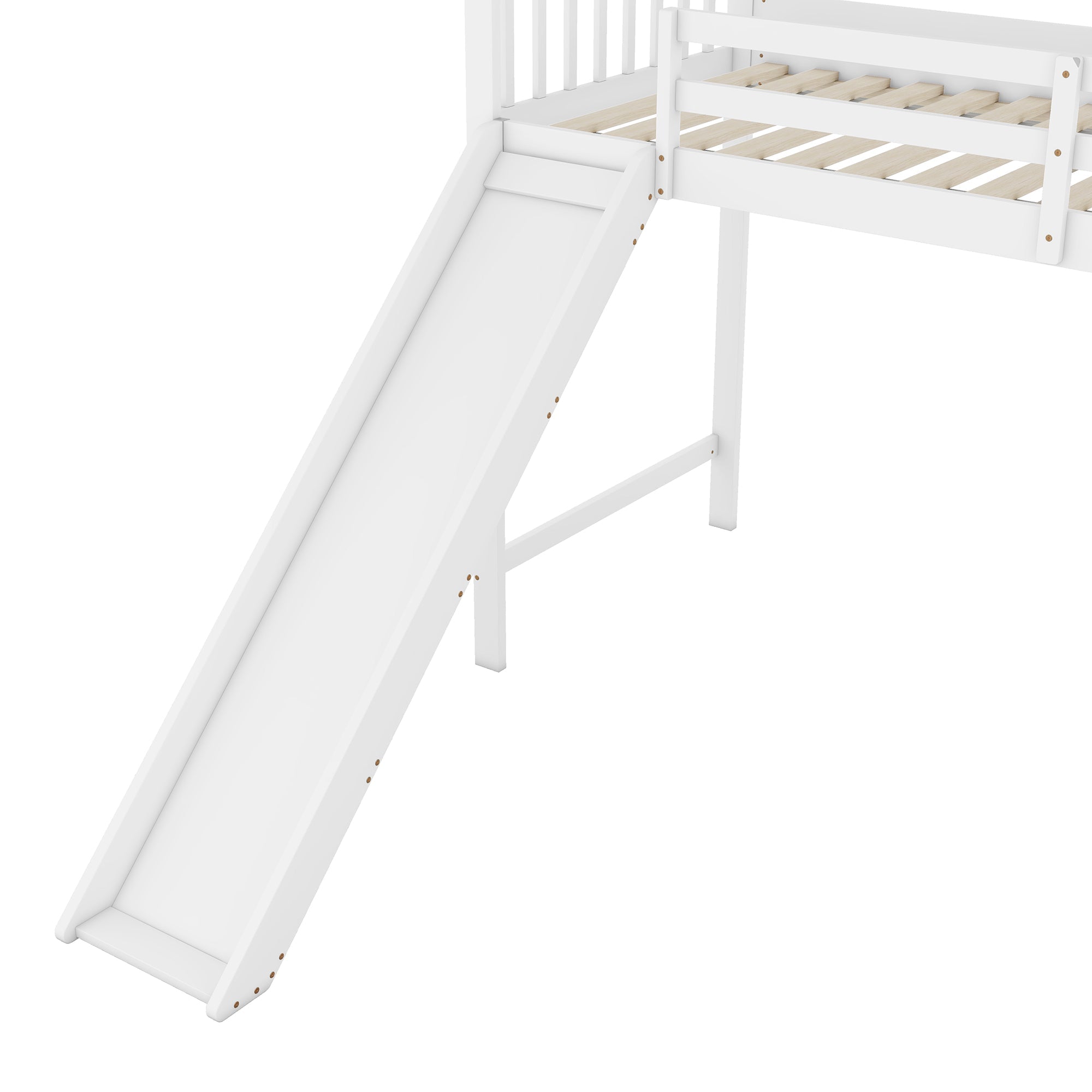 Logidon hoogslaper 90x200 cm met glijbaan en opbergladder wit EN747
