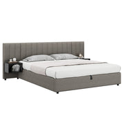 Logidon gestoffeerd bed 180x200 cm grijs zwart met twee nachtkastjes