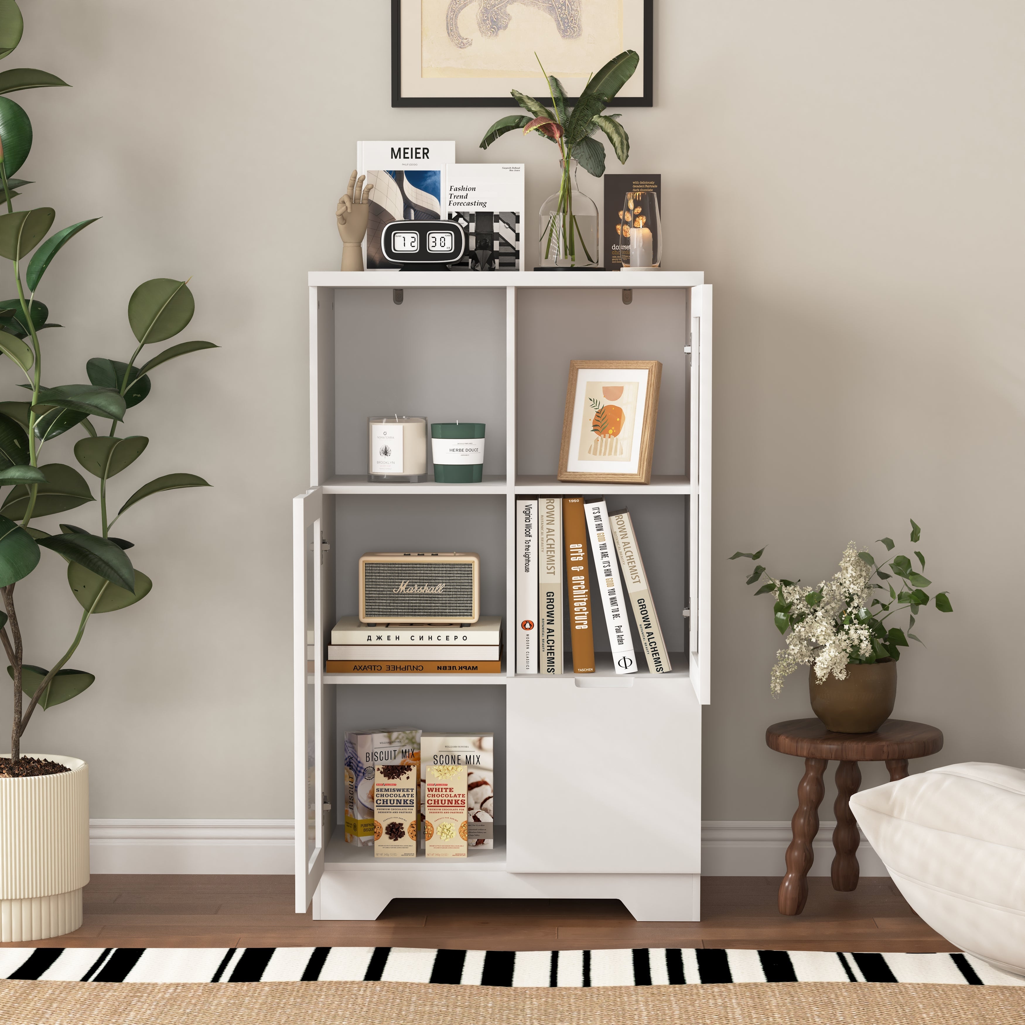 Logidon Witte MDF Kast Met Glazen Deurtjes En Lade 100cm
