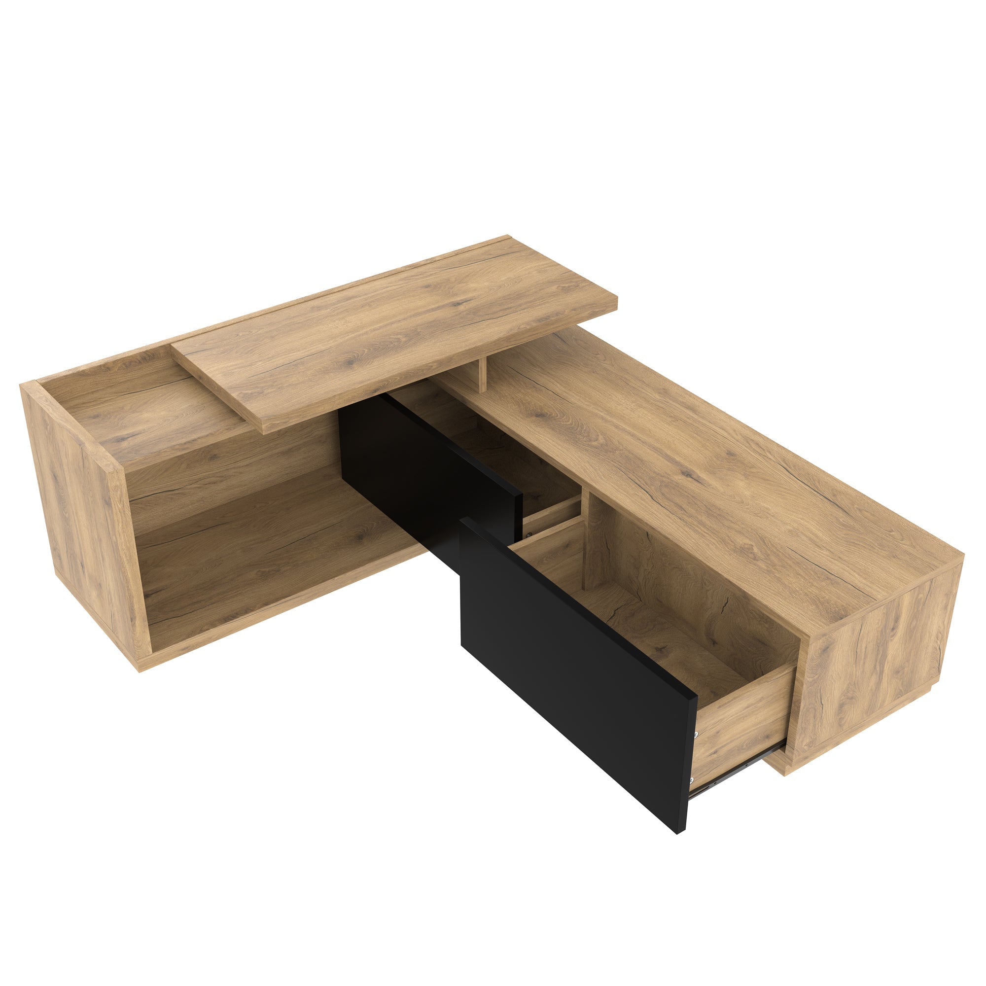 Logidon modulair tv-meubel met LED-verlichting en uittrekmodule