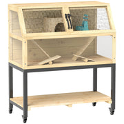 Logidon dwerghamsterkooi naturel hout 87x43x101 cm met opbergruimte