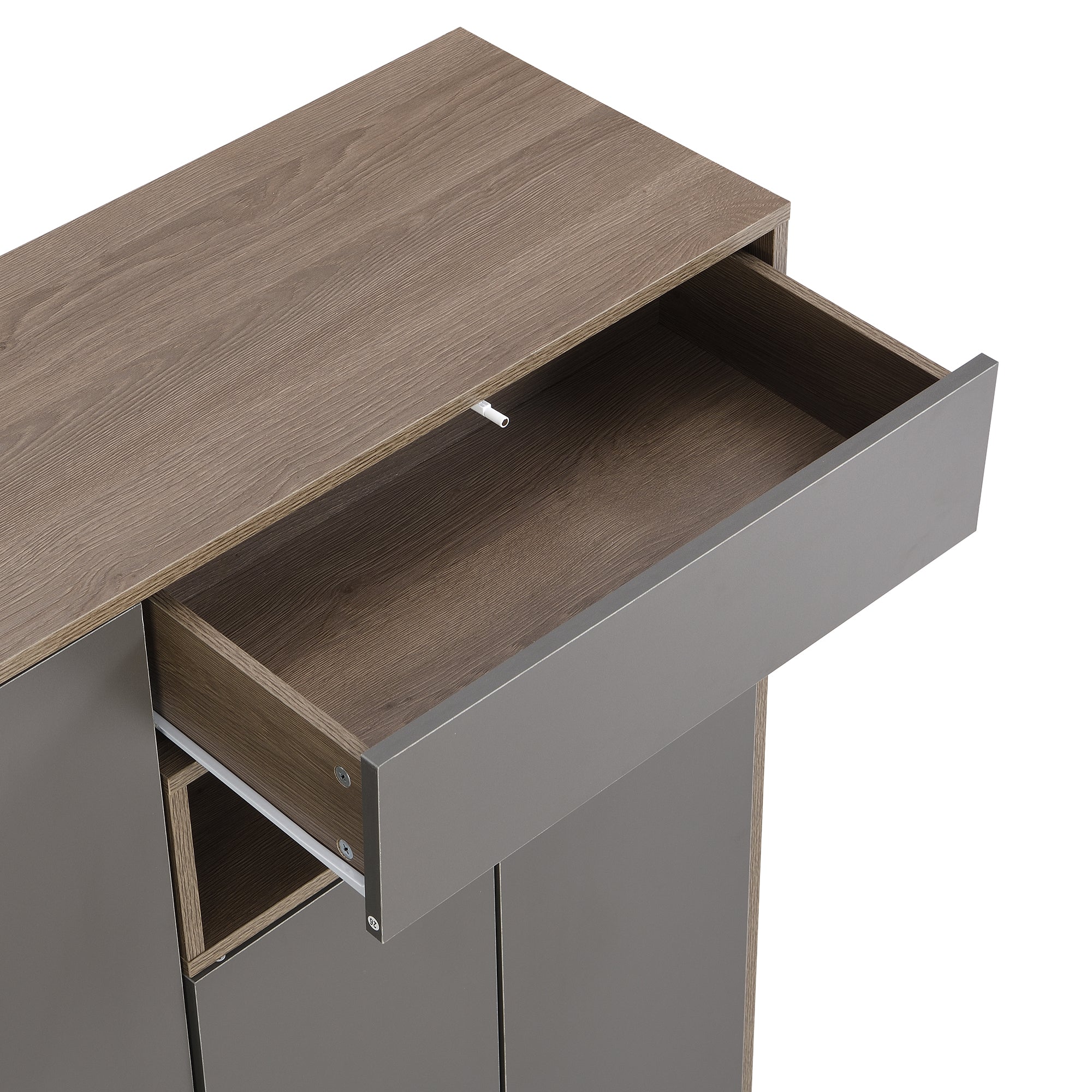 Logidon Schoenenbank Grijs Met Gewatteerde Zitting Verstelbare Planken 140x35x110 cm