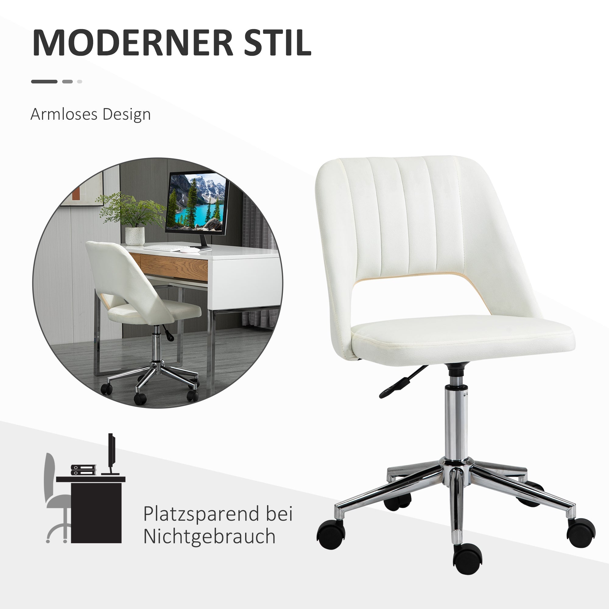 Logidon Vinsetto Draaistoel Beige Stof Ergonomisch In Hoogte Verstelbaar