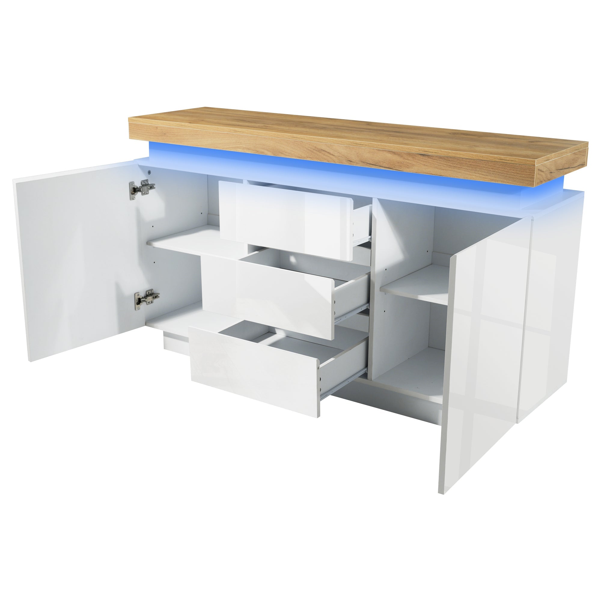 Logidon Wit Dressoir Met LED Verlichting 2 Deurs 3 Lades
